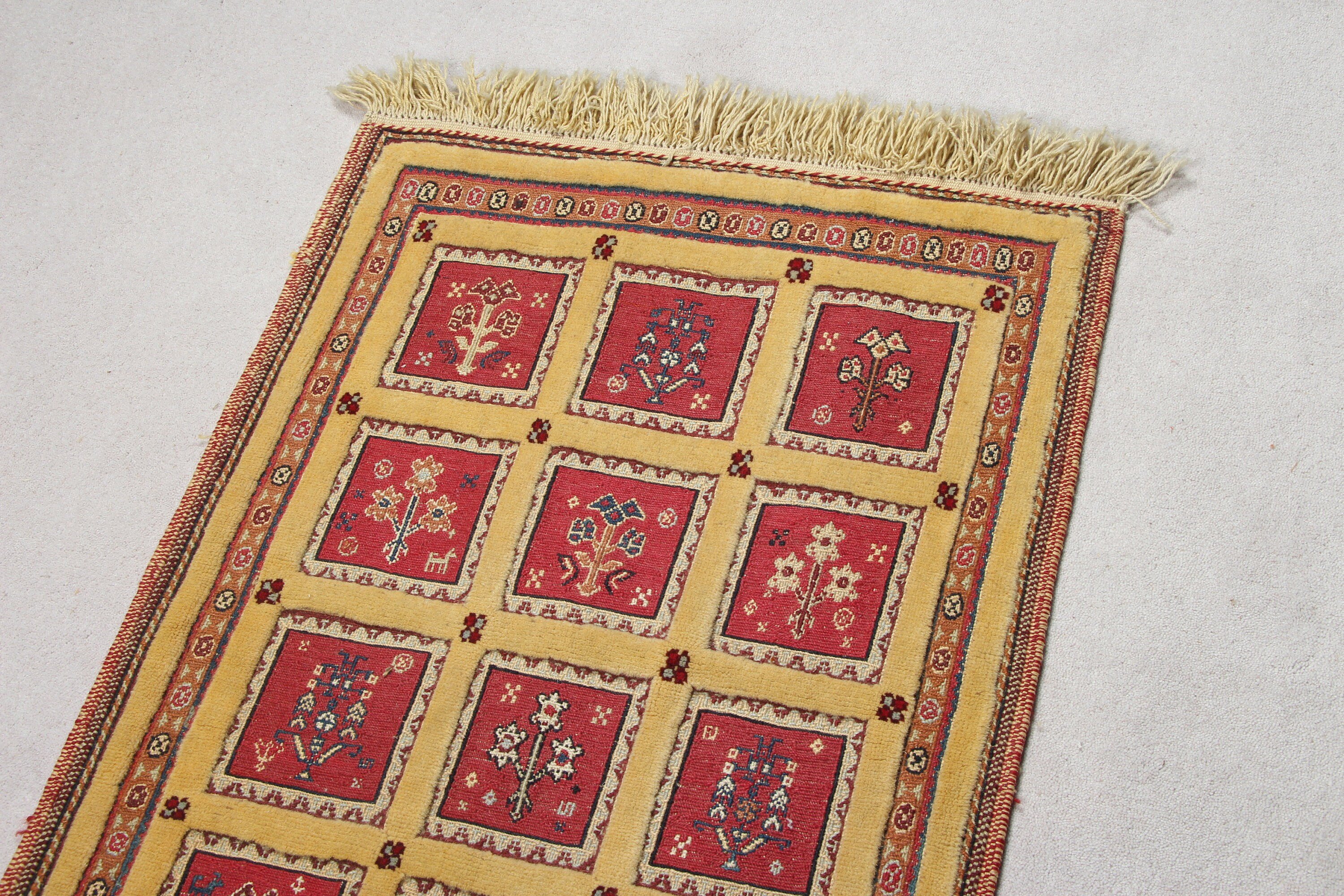 Turkish Rugs, Door Mat Rugs, Turkey Rugs, Moroccan Rug, Yellow Oushak Rugs, 2.1x2.9 ft Small Rugs, Bedroom Rug, Floor Rug, Vintage Rugs