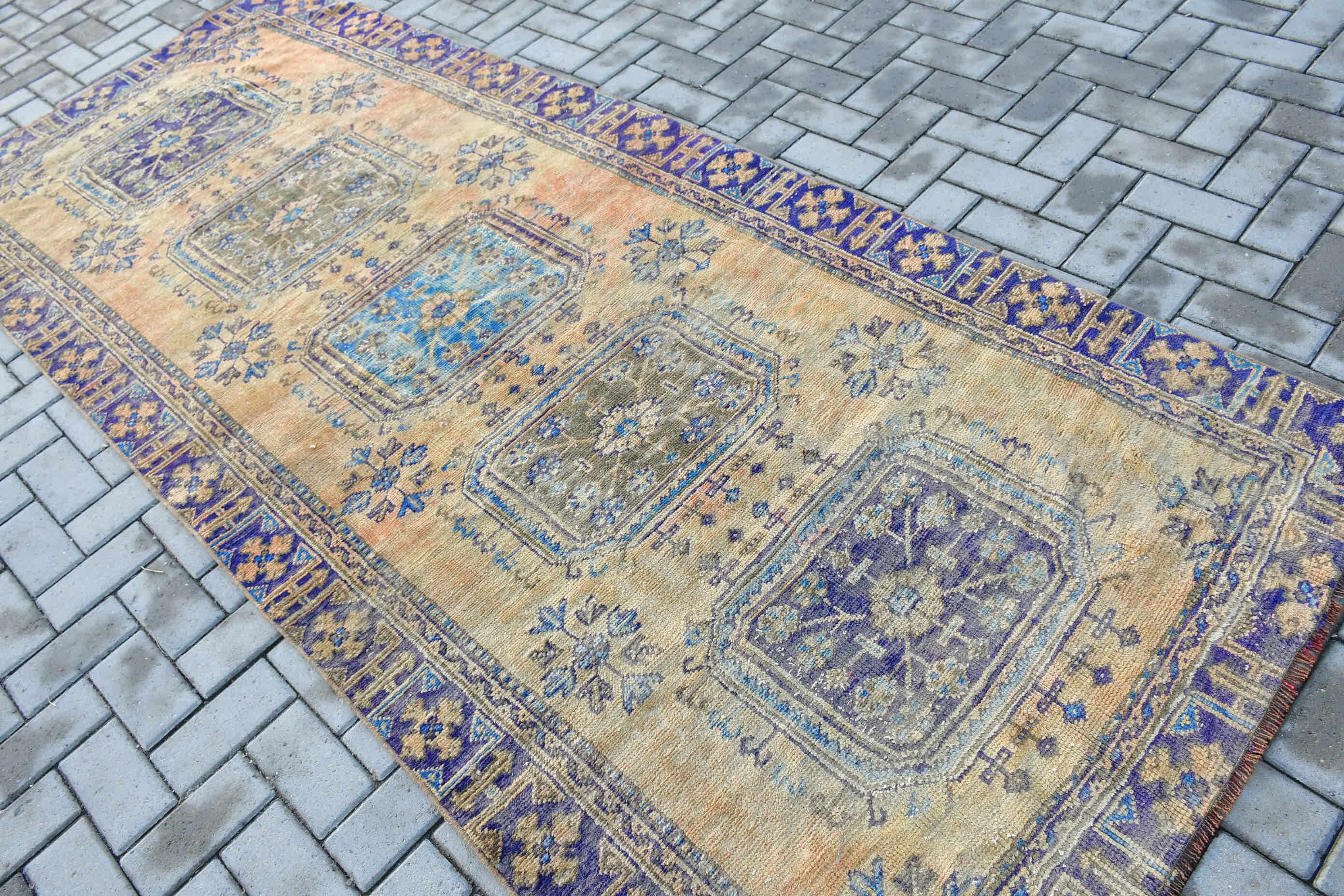 Nursery Rug, Beige Anatolian Rug, Old Rug, Turkish Rug, Antique Rug, Wool Rugs, Floor Rug, Rugs for Bedroom, 4x9.9 ft Area Rug, Vintage Rug