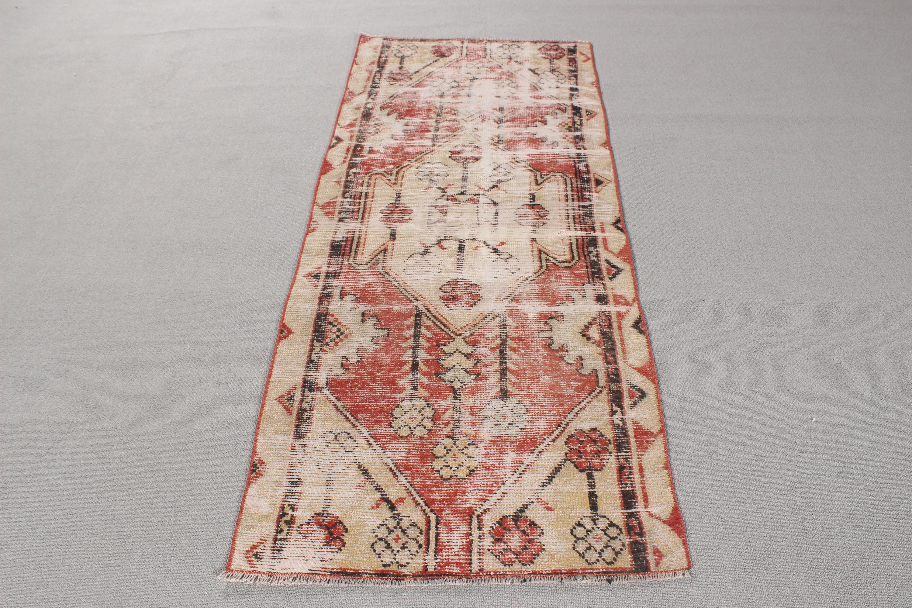 Bej Mutfak Halıları, Duvara Asılı Halılar, Kilim, 2.2x5.2 ft Küçük Halı, Türk Halısı, Vintage Halı, Ev Dekor Halısı, Kapı Paspası Halısı