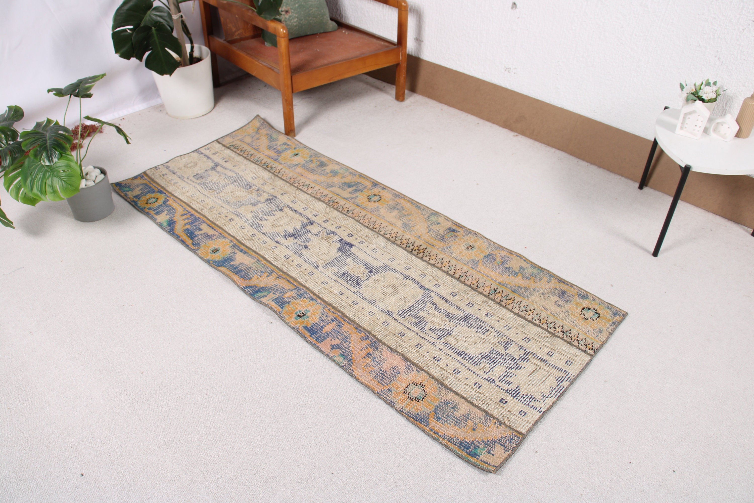 Bohem Halı, El Dokuma Halılar, Boho Halı, Mavi El Dokuma Halılar, Mutfak Halıları, 2.5x5.9 ft Küçük Halılar, Vintage Halı, Türk Halıları, Paspas Halısı