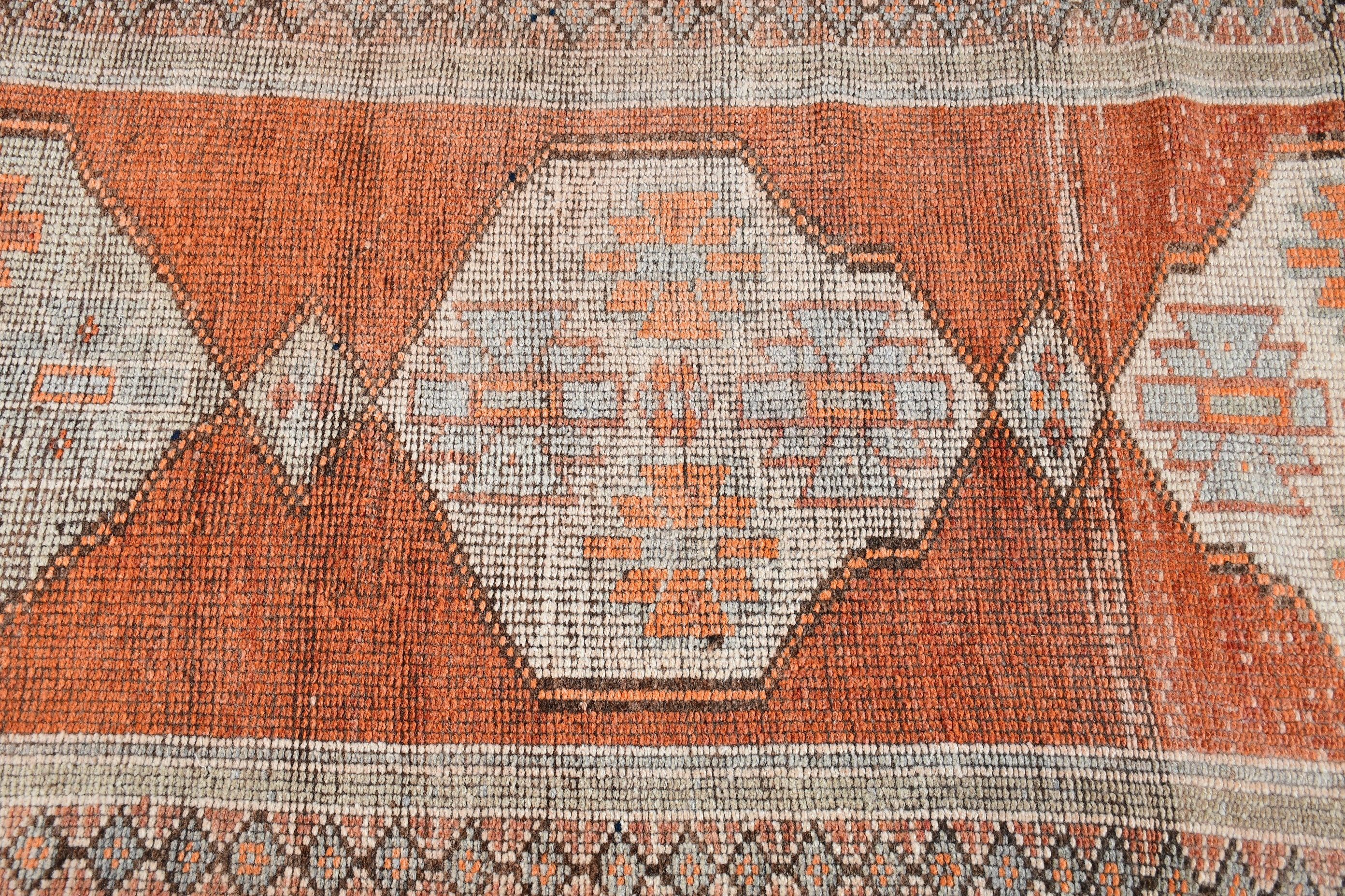 Corridor Rugs, 3x9.9 ft Runner Rugs, Rugs for Corridor, Vintage Rug, Cool Rugs, Orange Wool Rug, Stair Rug, Anatolian Rug, Turkish Rug