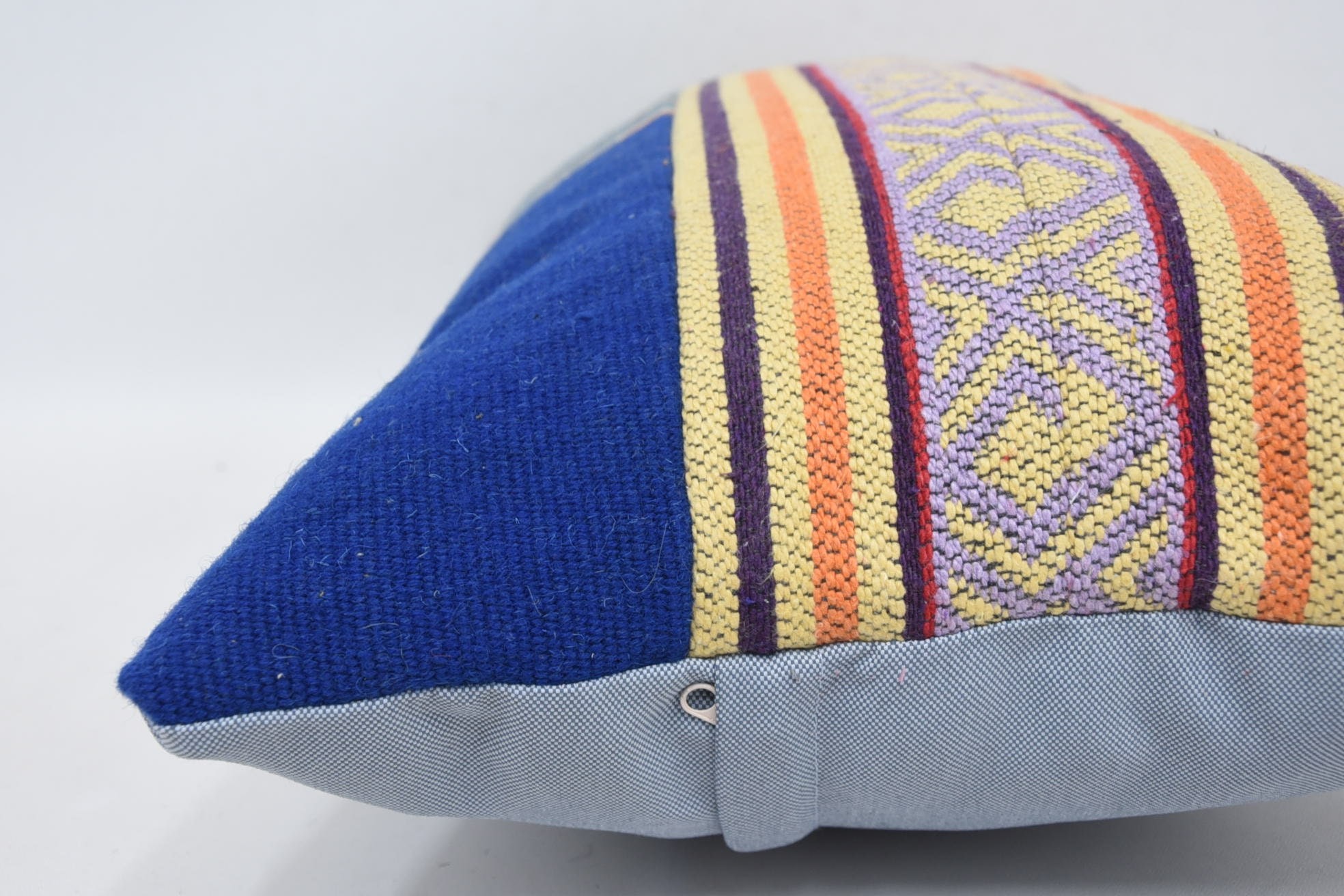 Turkish Pillow, Ethnical Kilim Rug Pillow, 16"x24" Blue Pillow Cover, Kilim Pillow Cover, Personalized Gift Pillow Cushion Cover