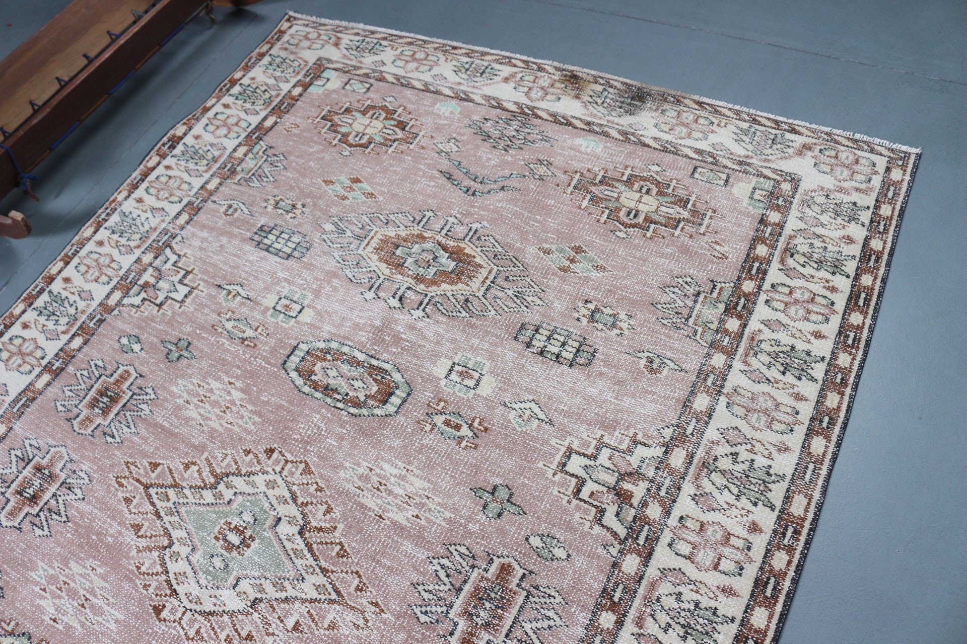 Salon Halıları, Vintage Halılar, Salon Halısı, Türk Halısı, Oryantal Halı, Yatak Odası Halıları, Vintage Dekor Halısı, 5.5x8.7 ft Büyük Halı, Pembe Mutfak Halısı