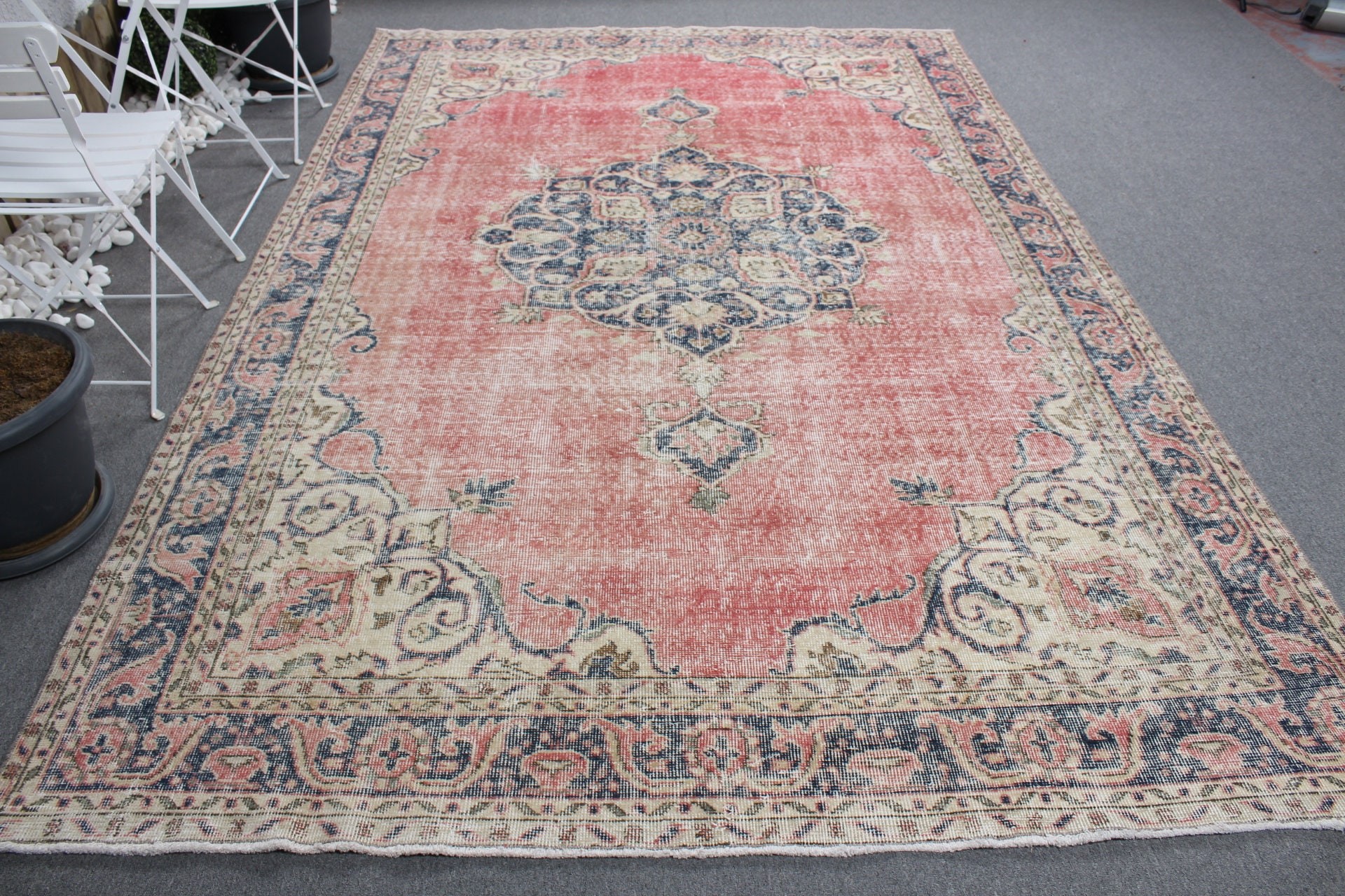 6.9x10.5 ft Oversize Rugs, Dining Room Rug, Turkish Rug, Floor Rugs, Rugs for Salon, Red Bedroom Rug, Vintage Rug, Salon Rug