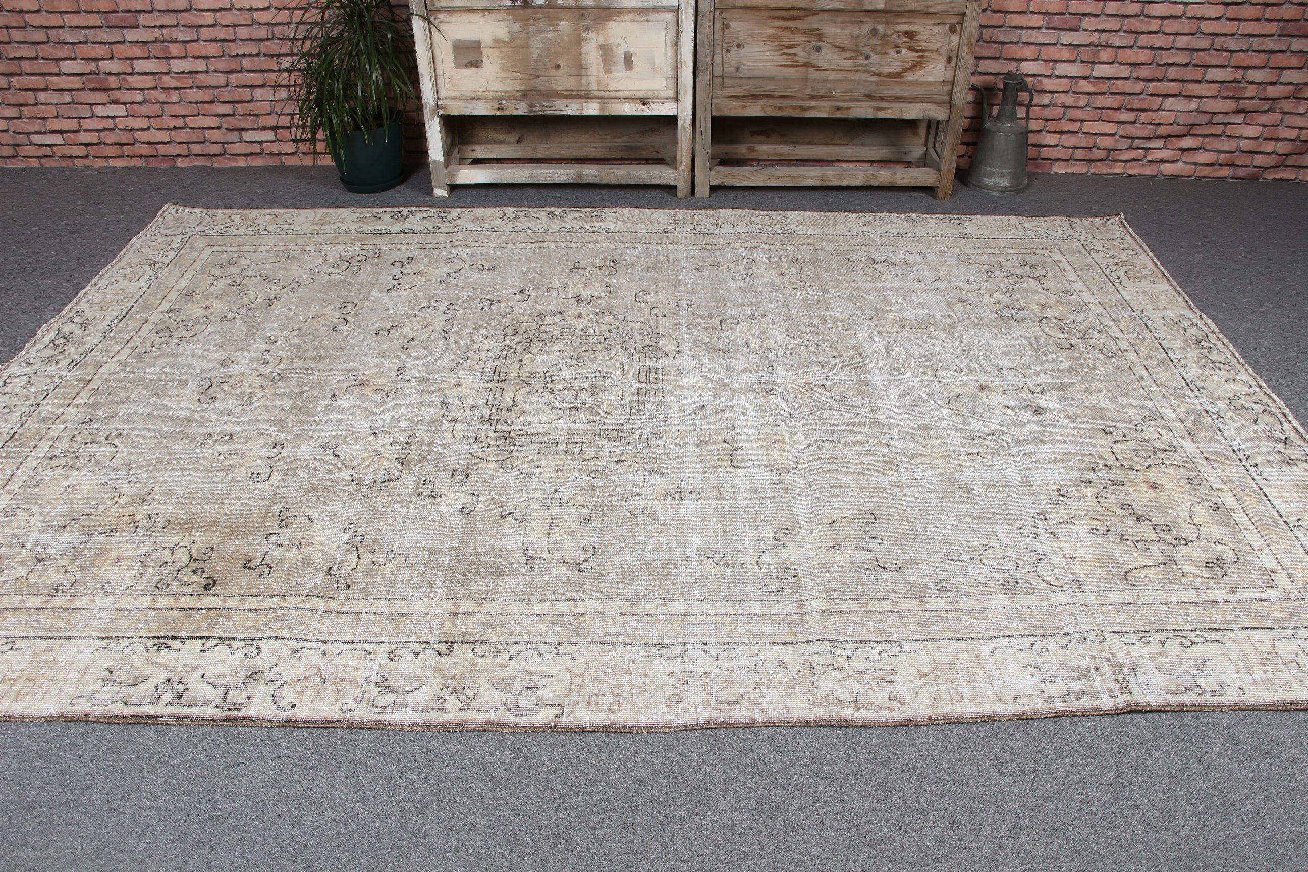 Cool Rugs, Large Oushak Rug, Turkish Rugs, Beige Statement Rugs, 6.2x9.7 ft Large Rugs, Vintage Rug, Modern Rugs, Large Vintage Rugs