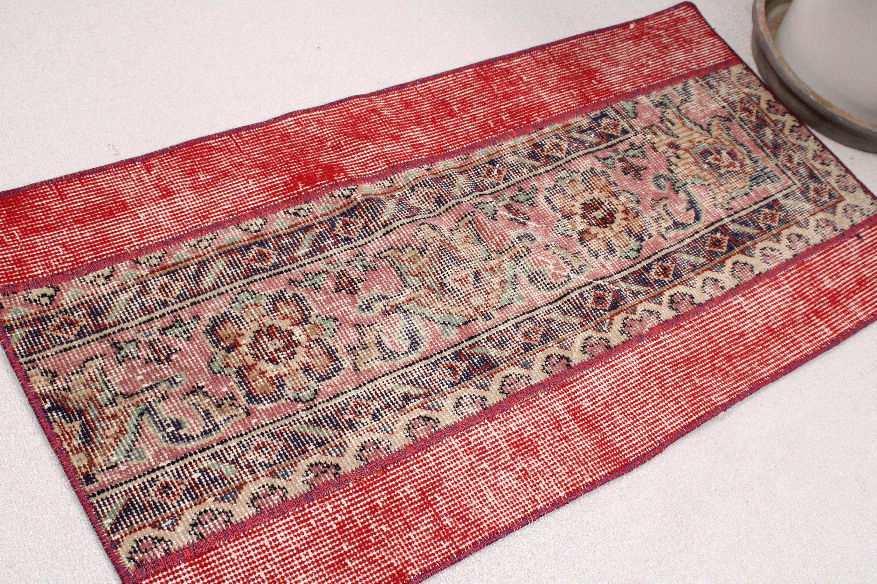 Vintage Rug, Luxury Rug, Rugs for Bathroom, Turkish Rugs, Red Cool Rug, Oushak Rugs, Entry Rug, Door Mat Rug, 1.7x3.3 ft Small Rugs