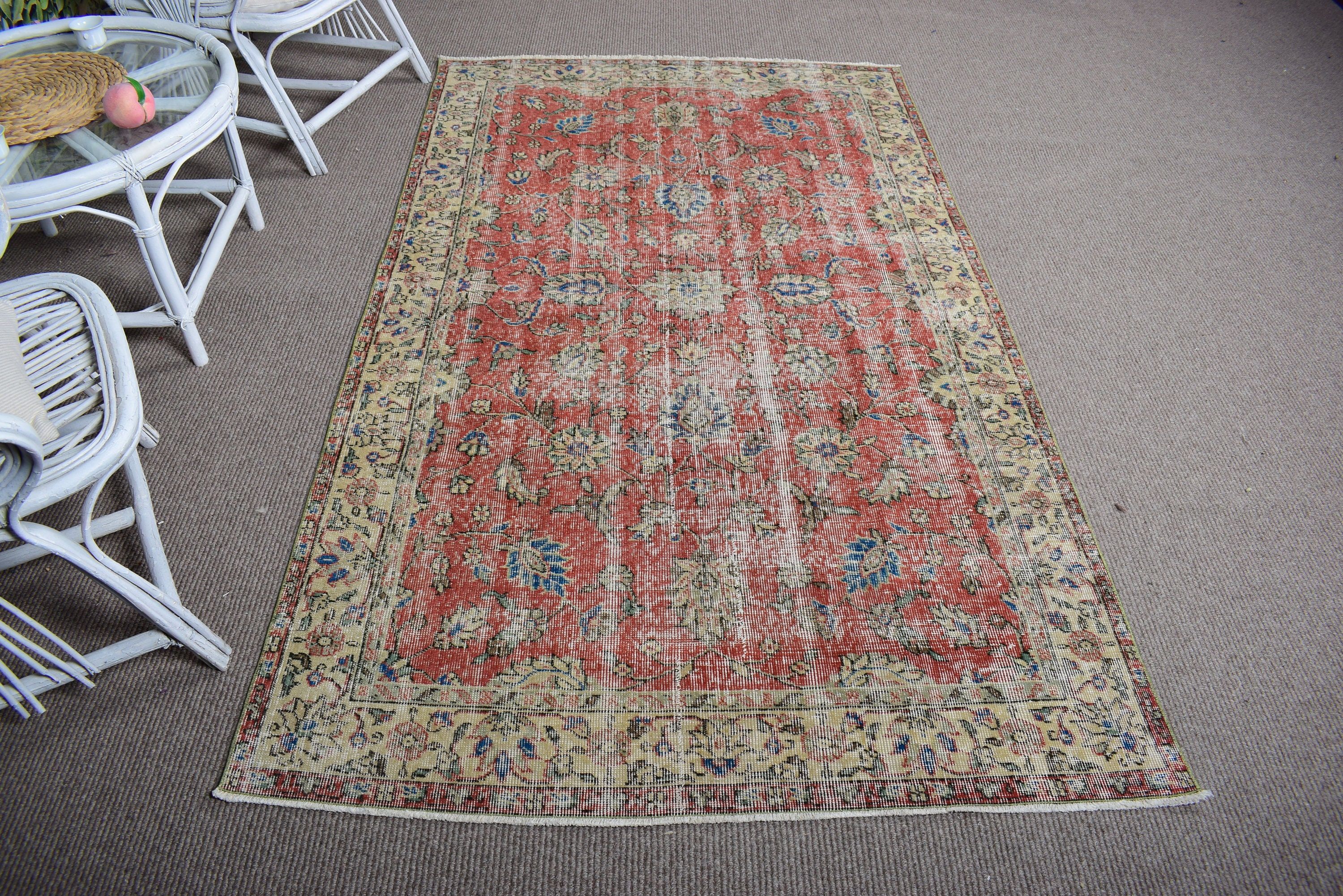 Kırmızı Nötr Halılar, Vintage Halılar, Oturma Odası Halısı, Düz Dokuma Halı, Türk Halıları, Yer Halısı, Kabile Halıları, Fas Halıları, 4,3x7,3 ft Alan Halıları