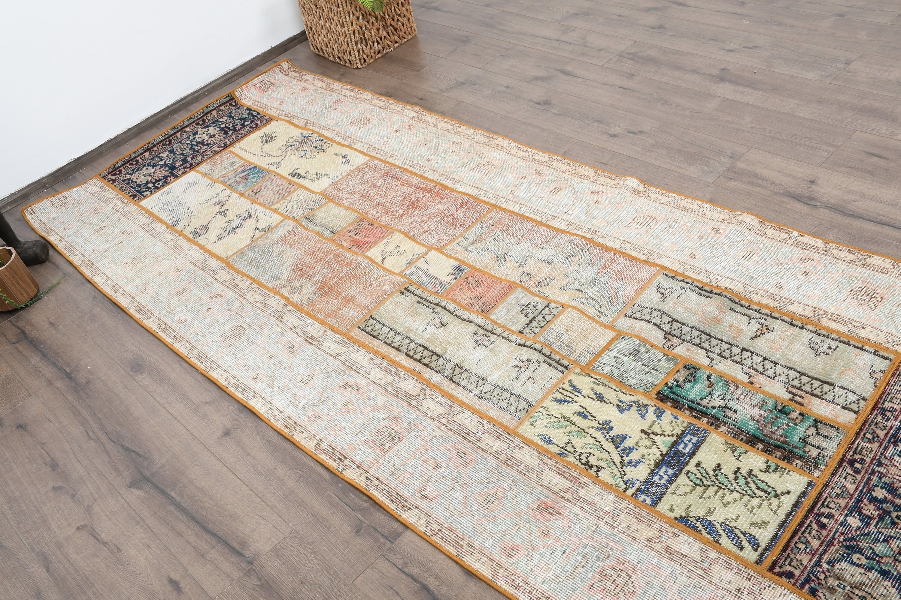 Turkish Rug, Vintage Rug, Rugs for Bedroom, Bedroom Rug, Dining Room Rug, Orange  3.6x8.6 ft Area Rug, Wool Rug, Antique Rug