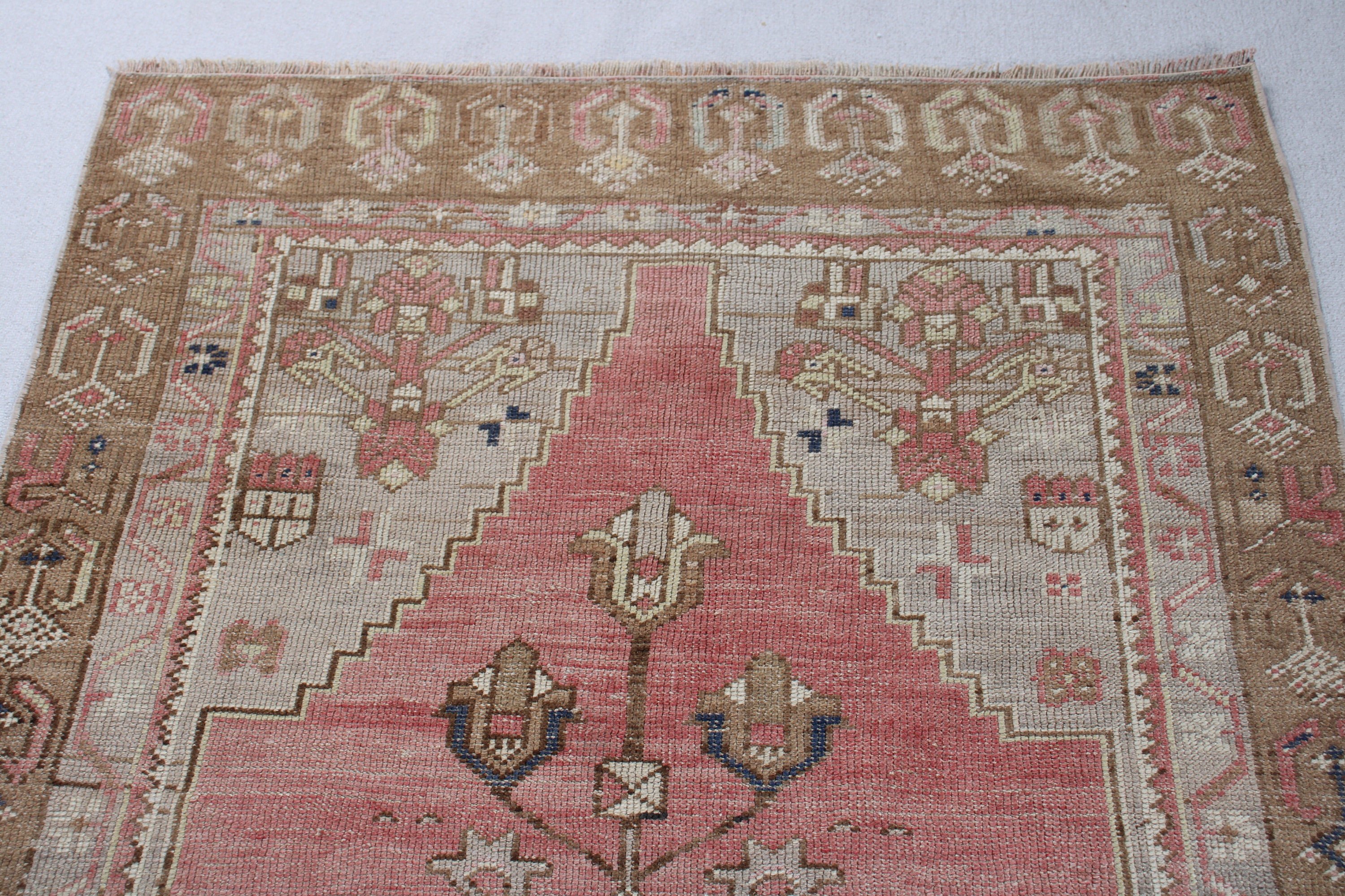 Turkish Rugs, Boho Rug, Vintage Rug, Neutral Rugs, Red Wool Rugs, Boho Area Rugs, Aztec Rugs, Vintage Area Rug, 4.1x9.2 ft Area Rugs