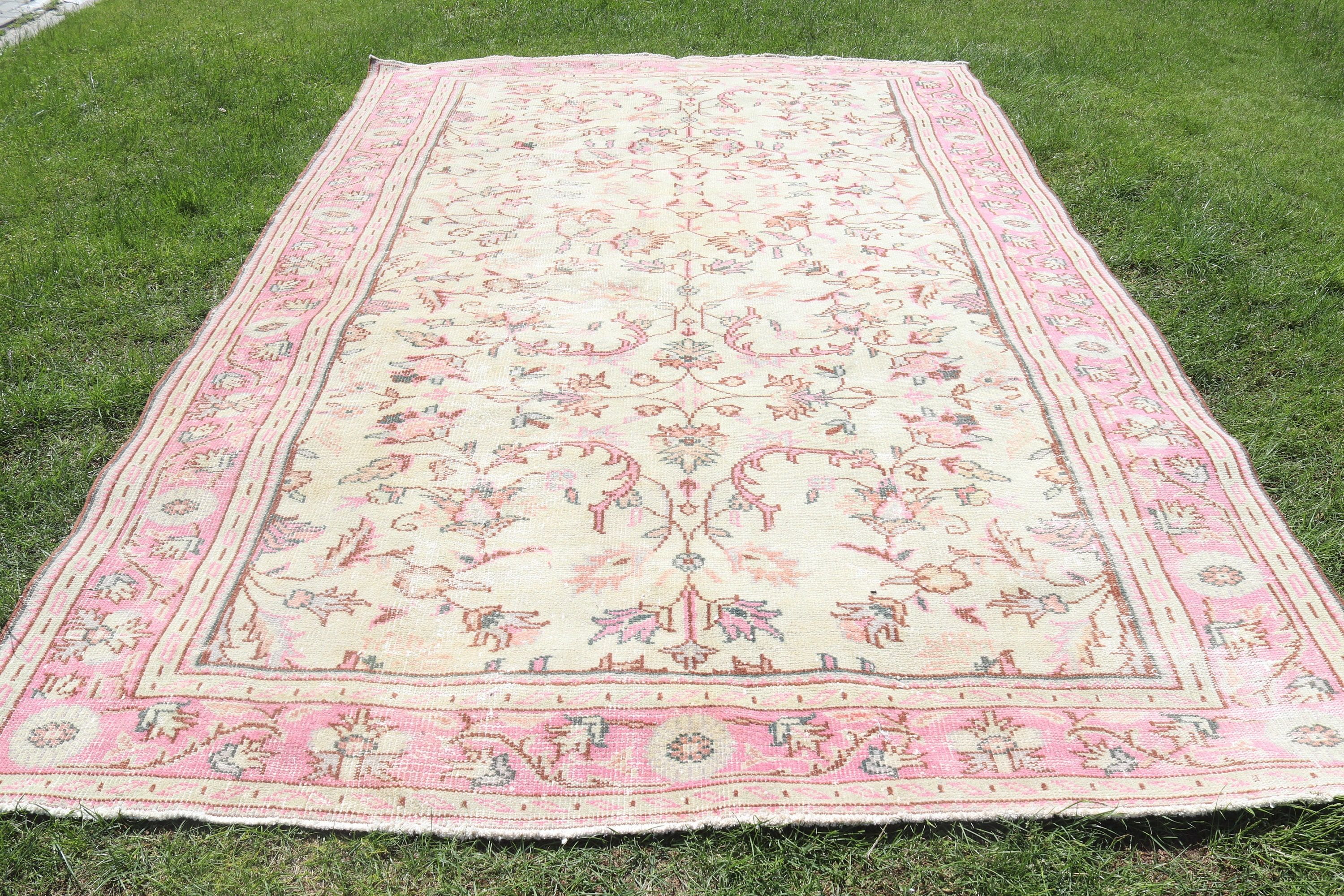 Bej Fas Halıları, Büyük Boy Vintage Halılar, Vintage Halılar, 7.1x11 ft Büyük Boy Halı, Yemek Odası Halısı, Türk Halıları, Mutfak Halısı, Fas Halısı