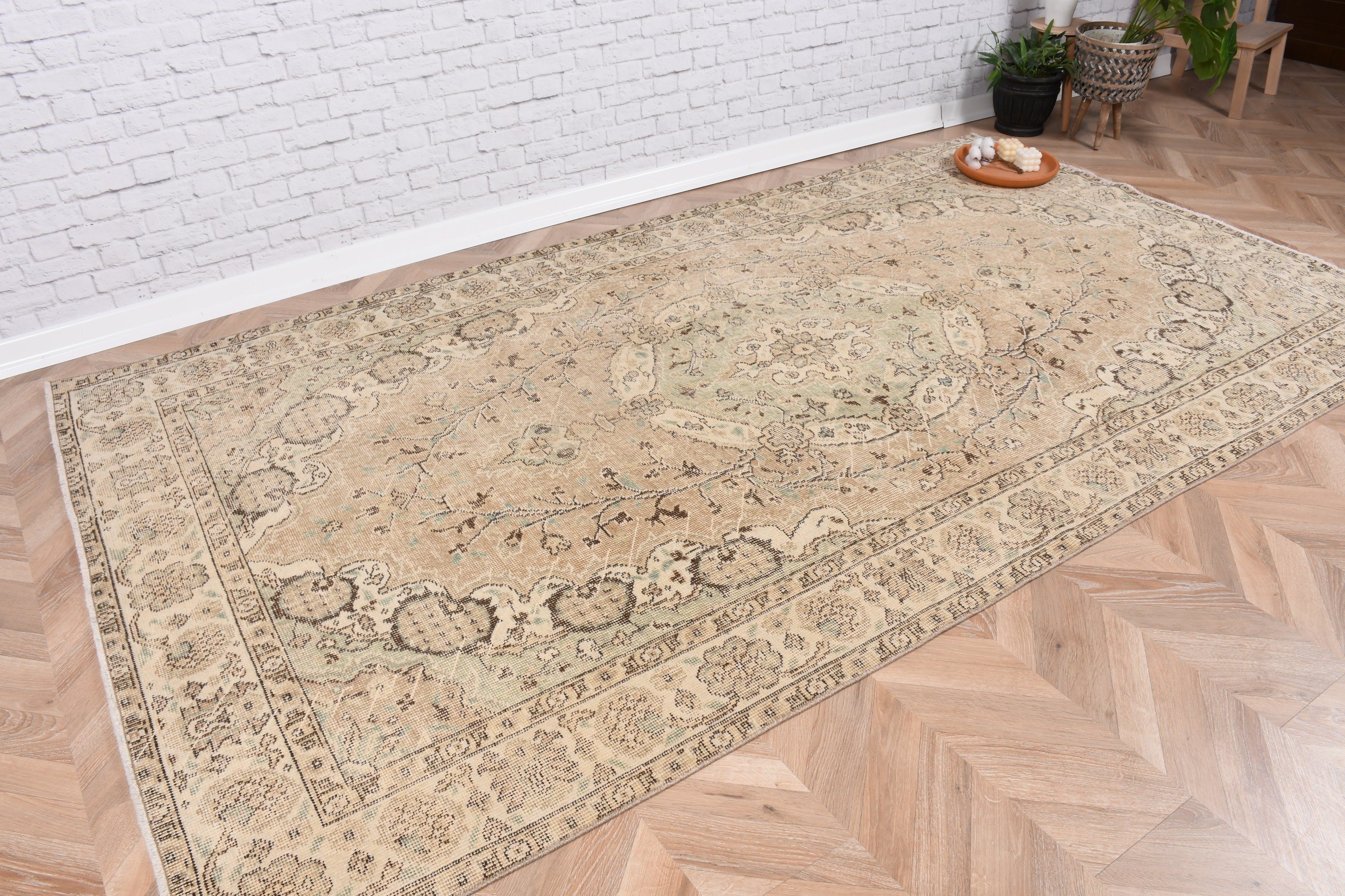 4.9x9 ft Large Rugs, Floor Rug, Statement Rugs, Beige Neutral Rugs, Office Rugs, Salon Rugs, Turkish Rugs, Vintage Rug, Large Oushak Rug