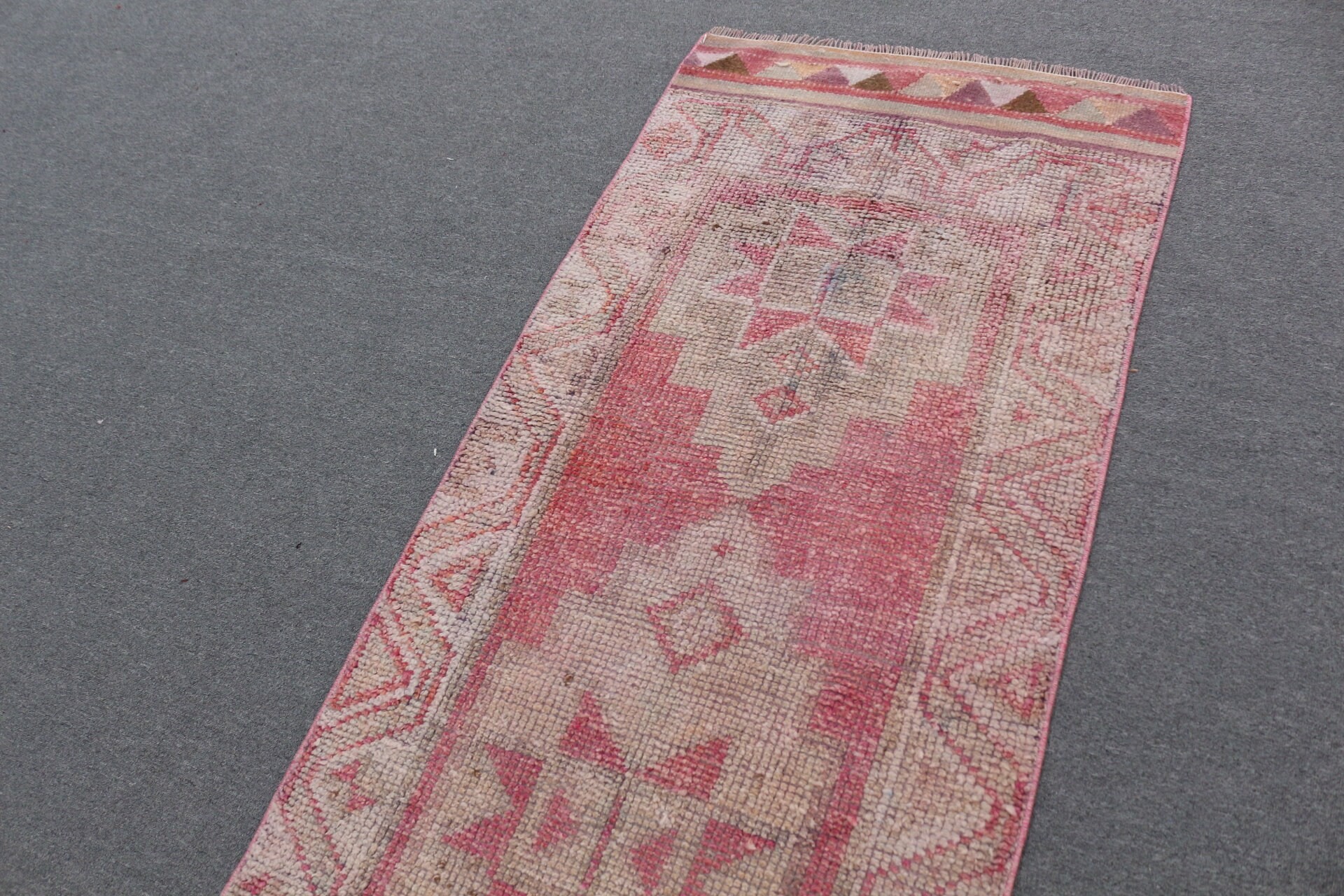 Rugs for Kitchen, Pink  2.8x10.6 ft Runner Rug, Organic Rug, Turkish Rugs, Moroccan Rugs, Wool Rug, Corridor Rug, Vintage Rug