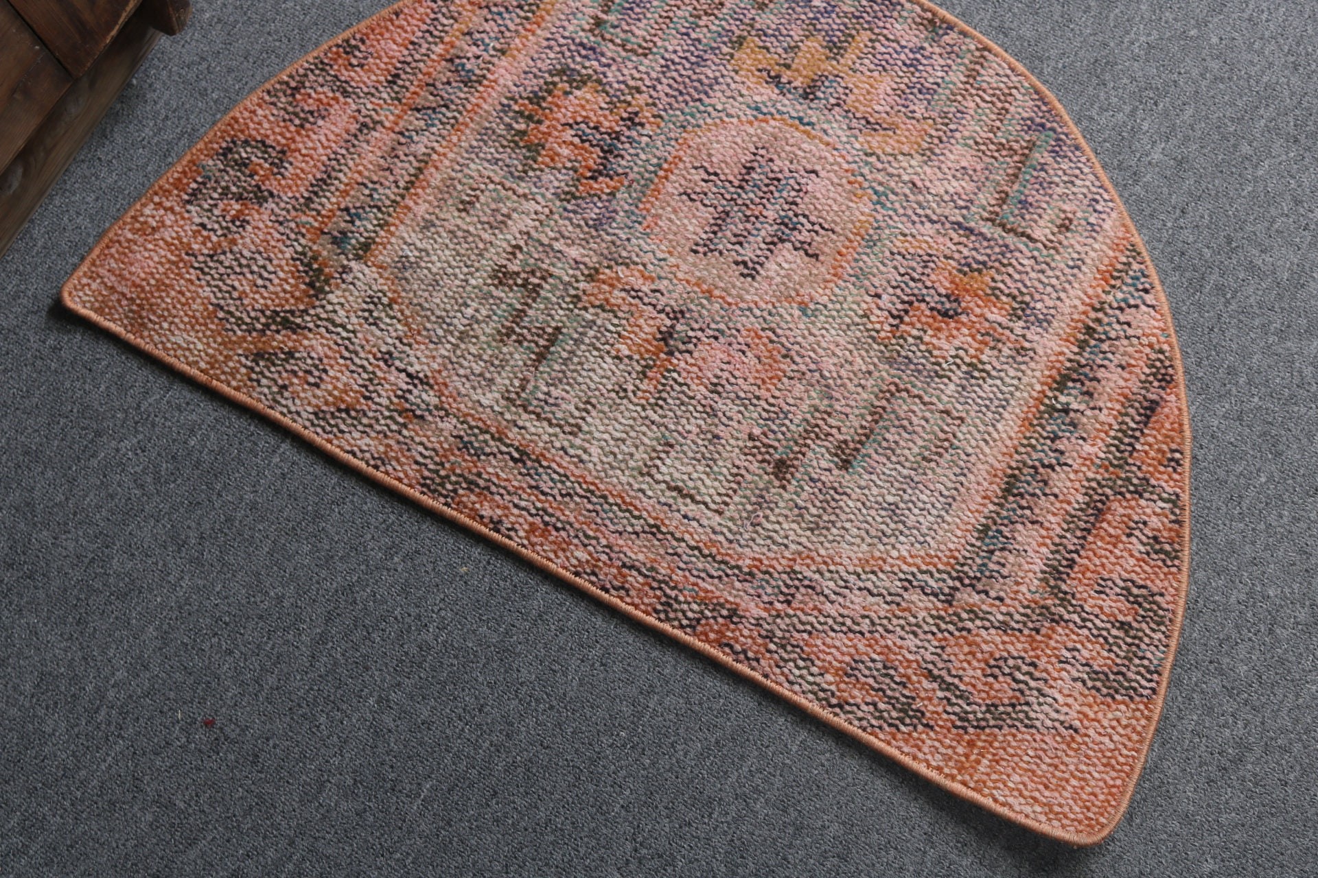 Turkish Rugs, 2.5x1.5 ft Small Rug, Kitchen Rug, Bath Rug, Small Vintage Rugs, Oushak Rugs, Vintage Rug, Orange Home Decor Rugs, Floor Rug