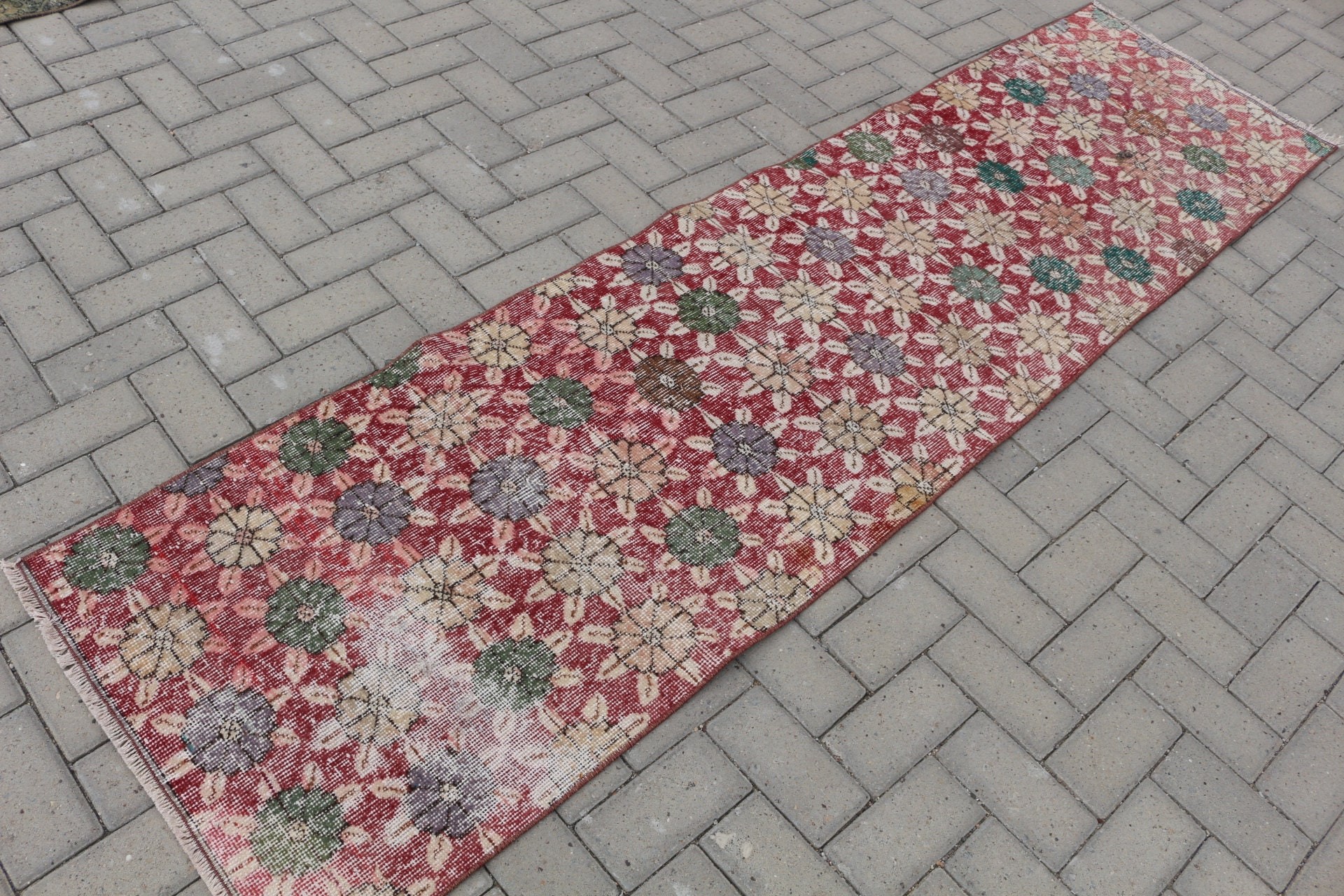 Corridor Rug, Rugs for Hallway, Anatolian Rugs, 2.2x8.7 ft Runner Rug, Turkish Rugs, Red Oushak Rug, Cool Rugs, Vintage Rug, Hallway Rug