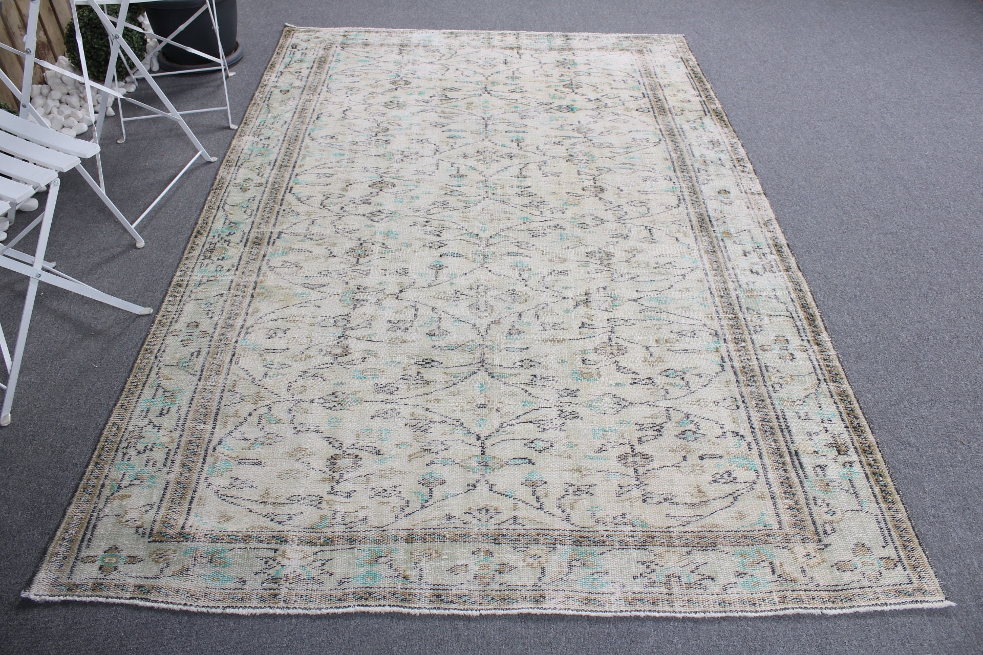 Vintage Halılar, Bej Havalı Halılar, Antika Halı, Anadolu Halıları, 5.5x8.2 ft Büyük Halı, Oturma Odası Halısı, Türk Halısı, Yatak Odası Halısı, Dekoratif Halı