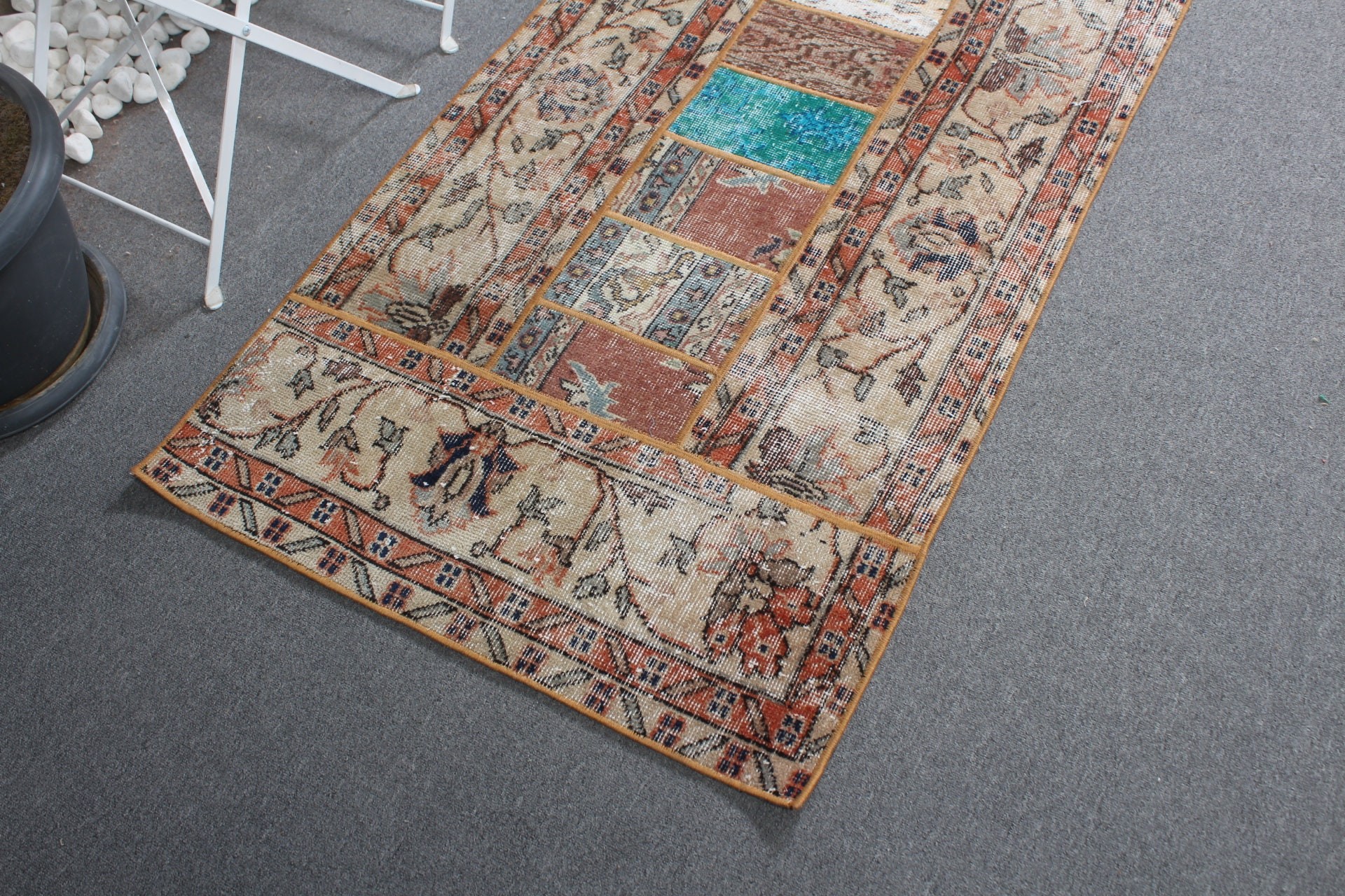 Harika Halı, Türk Halısı, Mutfak Halıları, Giriş Halıları, 2,8x6,3 ft Accent Halı, Oushak Halı, Vintage Halılar, Gökkuşağı Oushak Halı, Çocuk Odası Halısı