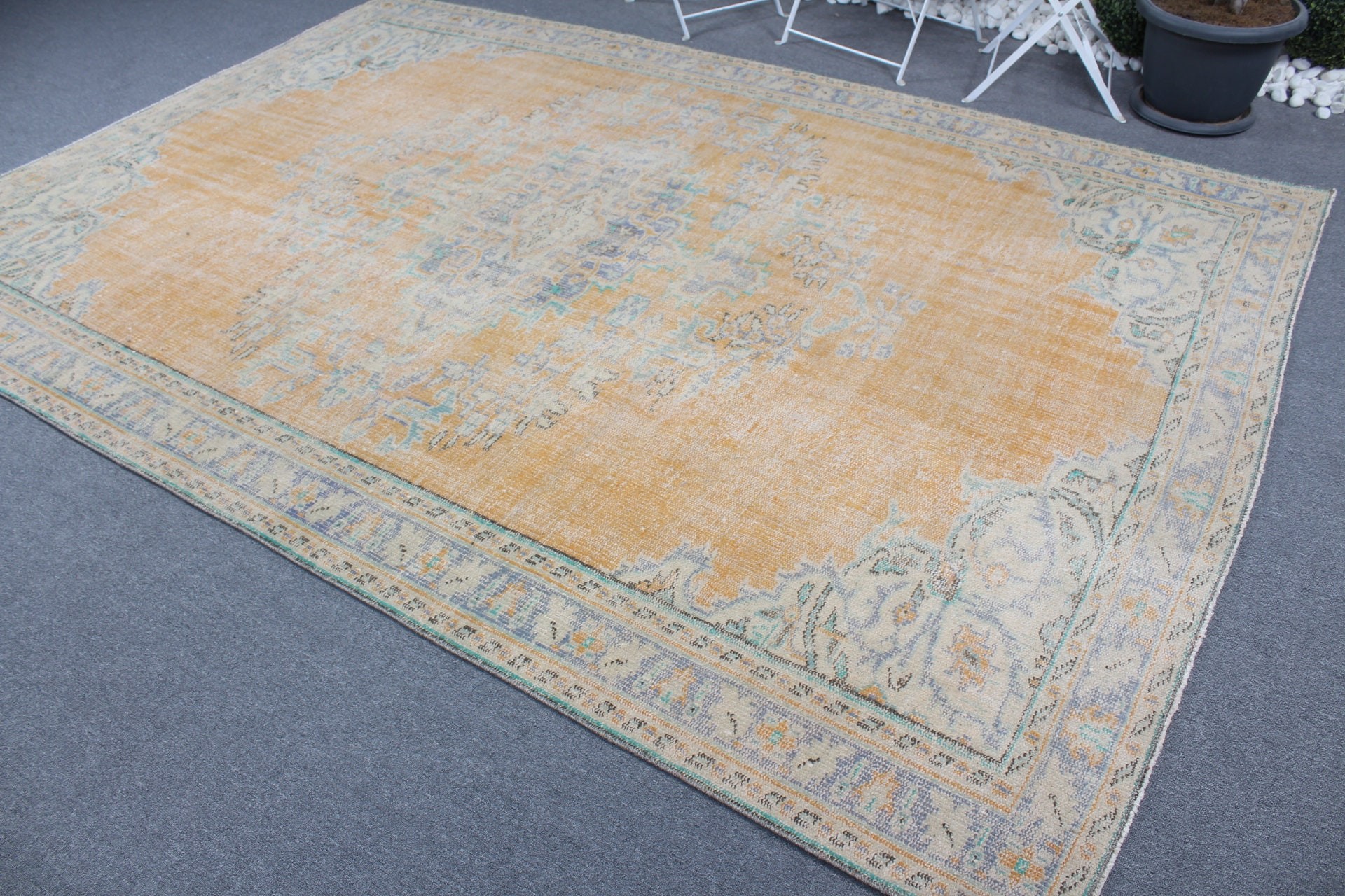 Salon Rugs, Rugs for Salon, 6.8x10 ft Large Rug, Vintage Rugs, Dining Room Rug, Yellow Antique Rug, Kitchen Rugs, Bedroom Rug, Turkish Rug