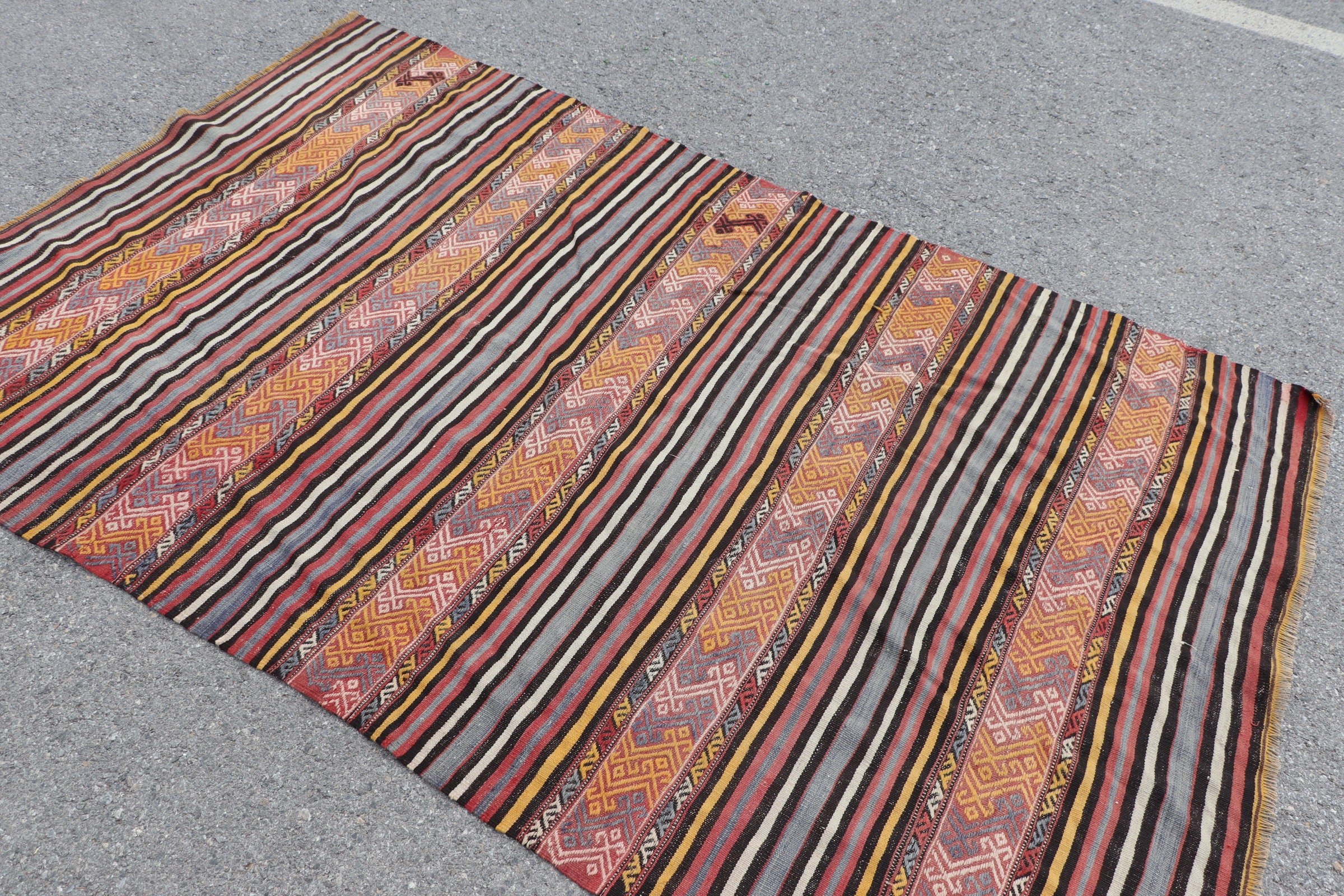 Türk Halısı, Soğuk Halılar, İç Mekan Halıları, İç Mekan Halısı, Vintage Halı, 4,8x7,3 ft Alan Halıları, Kilim, Sarı Soğuk Halı, Anadolu Halıları, Özel Halı