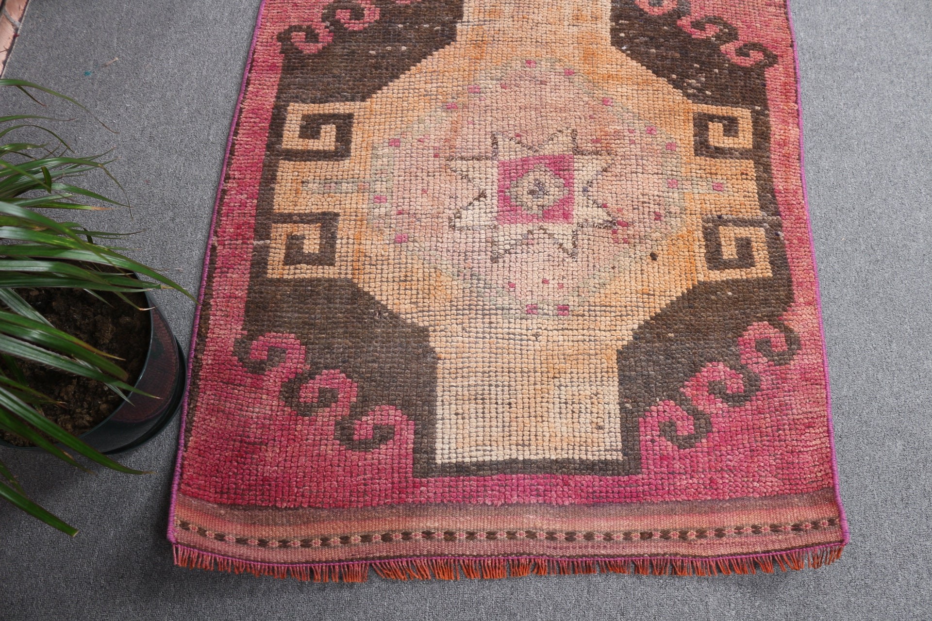 Pink Moroccan Rug, Aesthetic Rug, Vintage Rug, Turkish Rugs, Kitchen Rug, 3x11.6 ft Runner Rug, Stair Rug, Oriental Rug, Rugs for Kitchen