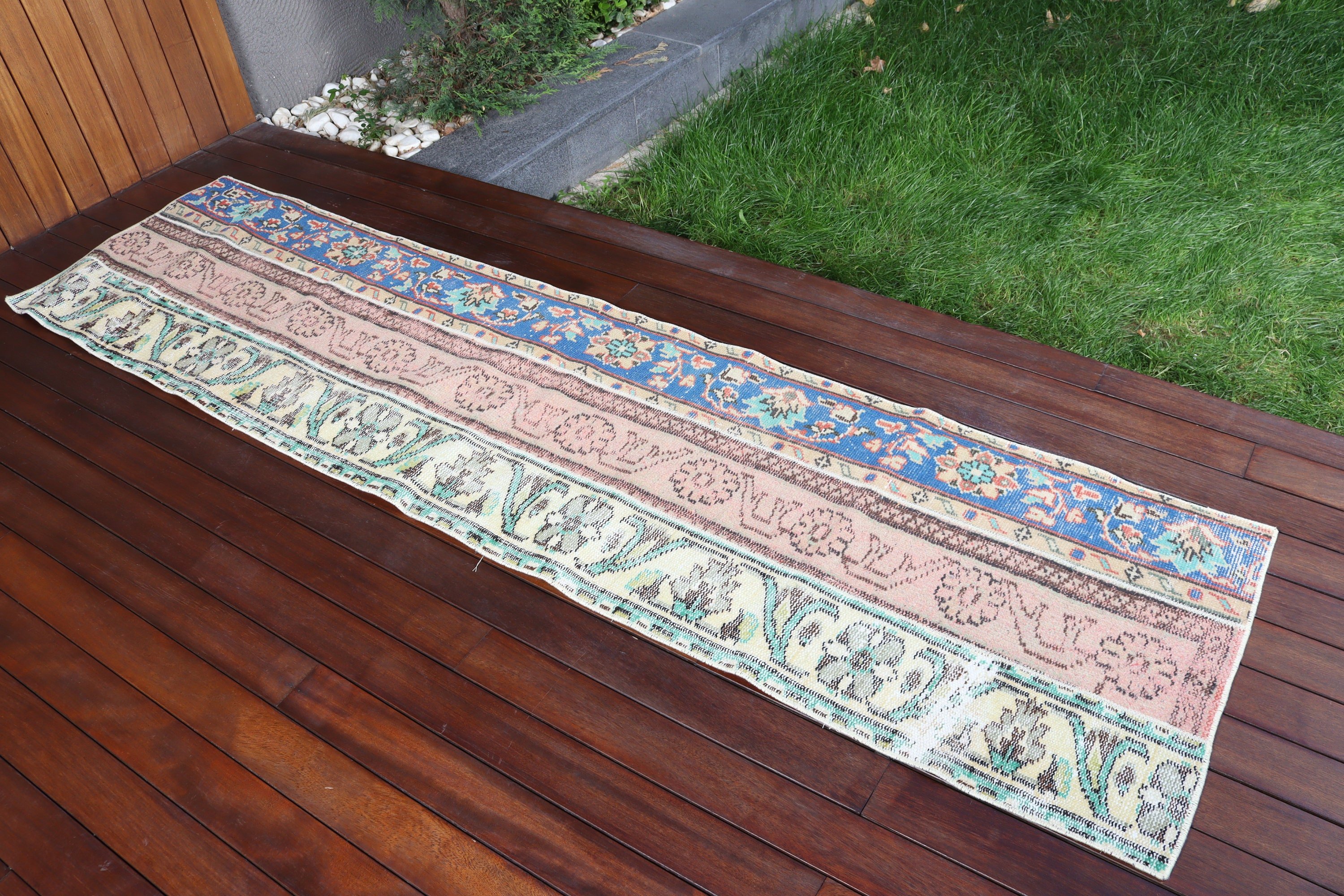 Türk Halıları, Vintage Runner Halıları, Vintage Halılar, Mavi Mutfak Halısı, Oushak Halıları, Vintage Runner Halıları, 2.1x8.3 ft Runner Halısı, Yer Halısı