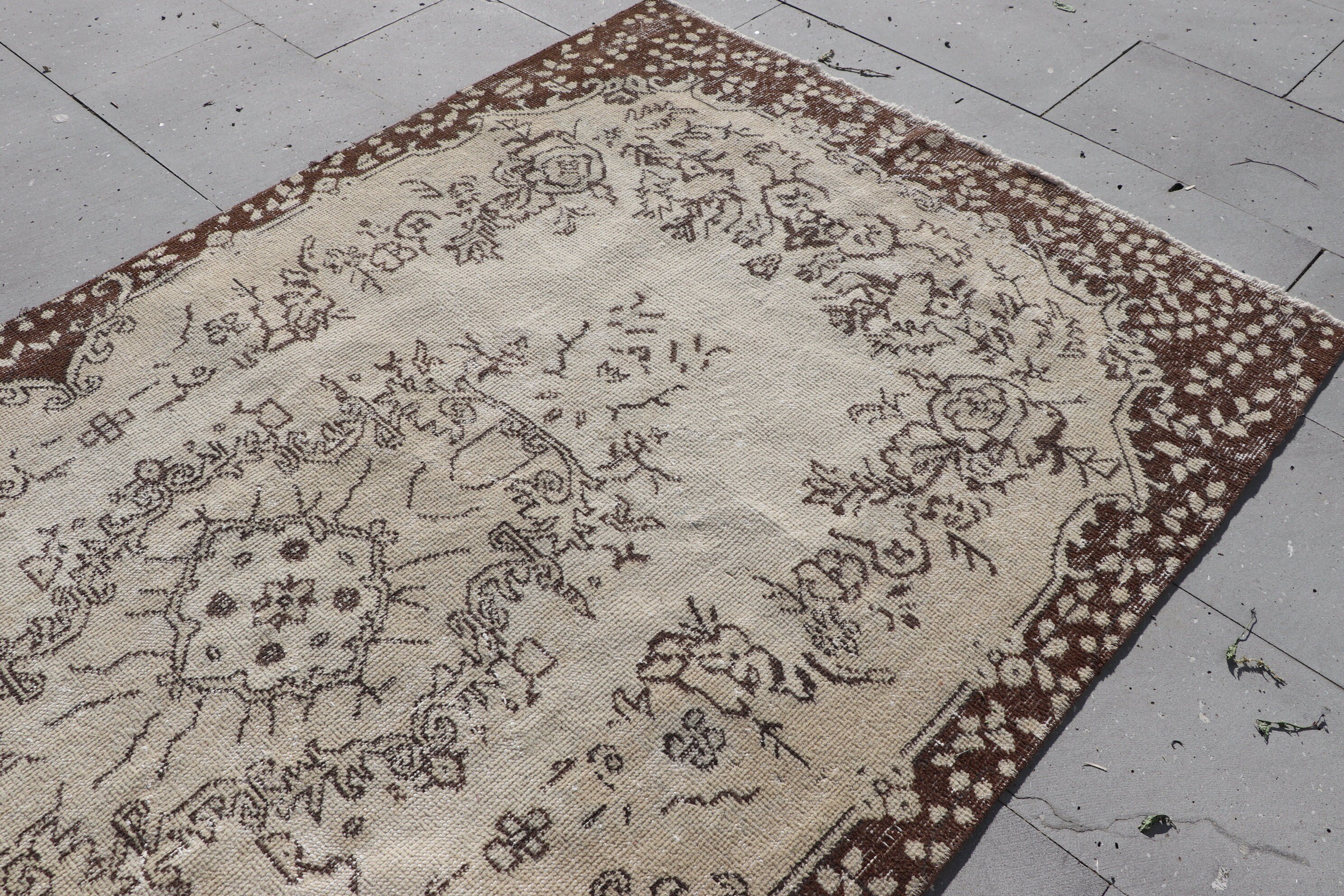 Anadolu Halısı, Türk Halısı, Bej Antika Halı, Türkiye Halıları, 3,7x6,8 ft Alan Halısı, Mutfak Halıları, Yatak Odası Halıları, Yatak Odası Halıları, Vintage Halılar