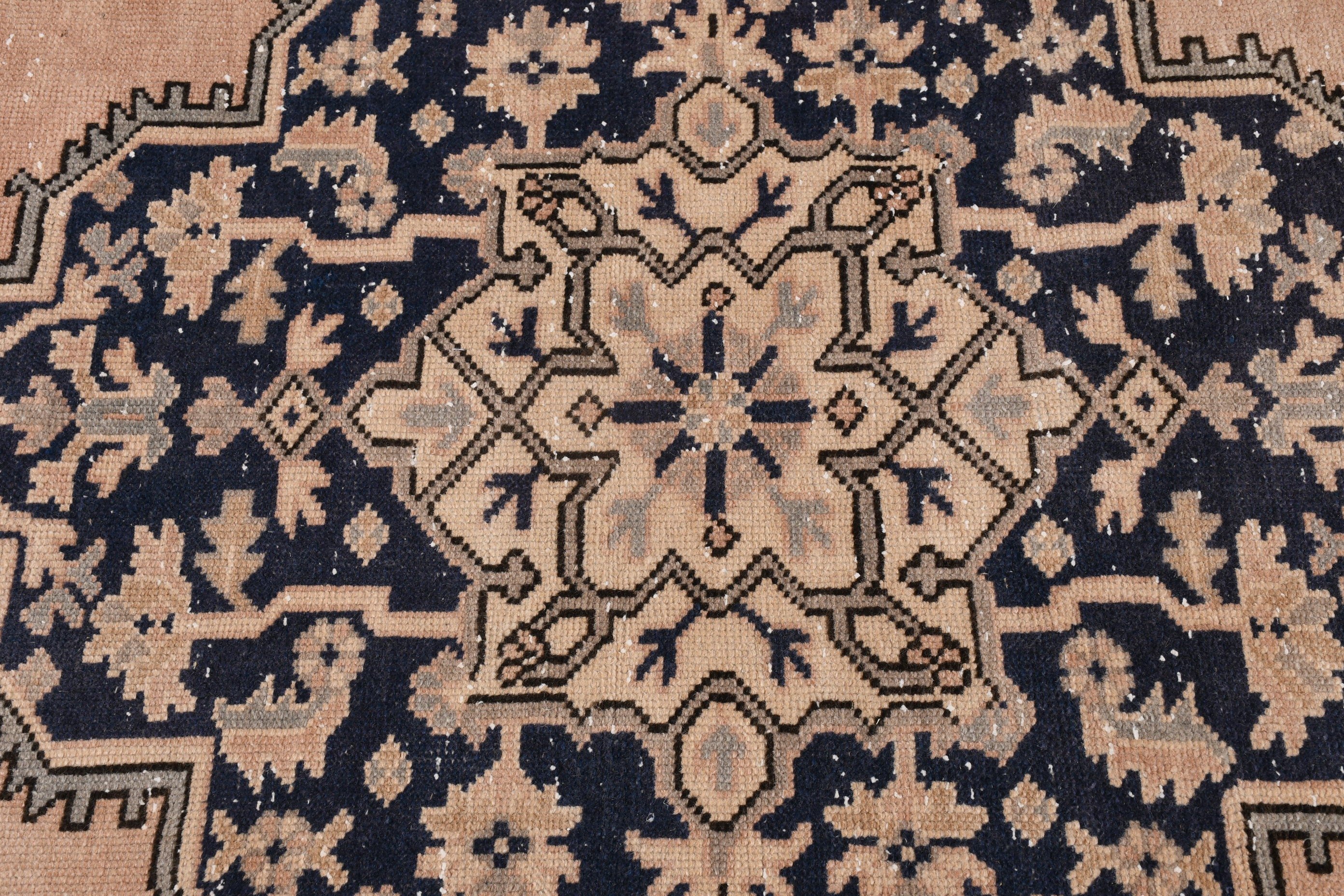 Modern Halılar, Mavi Boho Halı, Geometrik Halılar, Büyük Oushak Halılar, 6,8x8,6 ft Büyük Halı, Türk Halıları, Oushak Halı, Vintage Halı, Yemek Odası Halısı