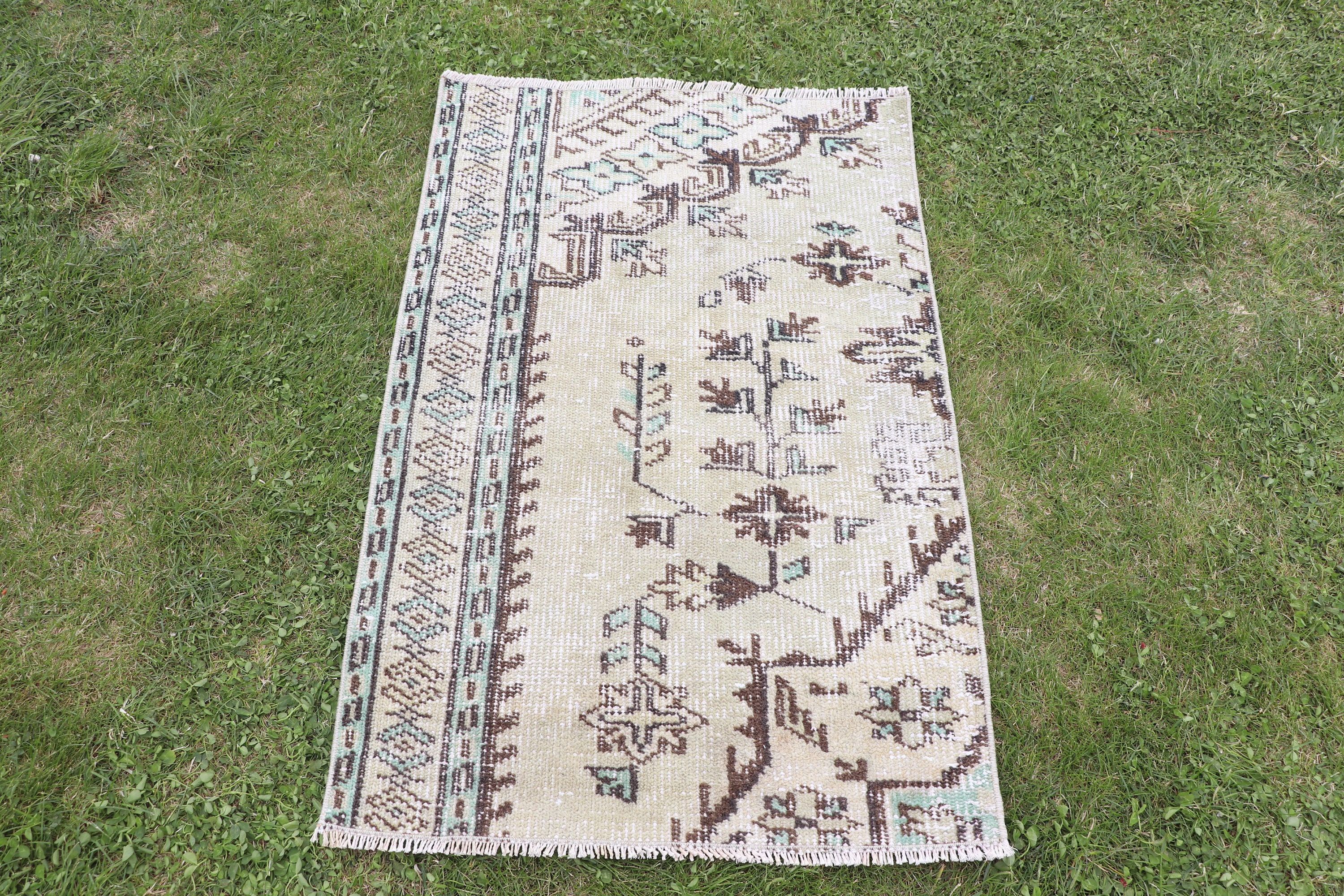 Wall Hanging Rug, Bath Rugs, Bedroom Rugs, Green Antique Rug, Rugs for Bathroom, Vintage Rugs, Turkish Rug, 2x3.2 ft Small Rug, Floor Rug