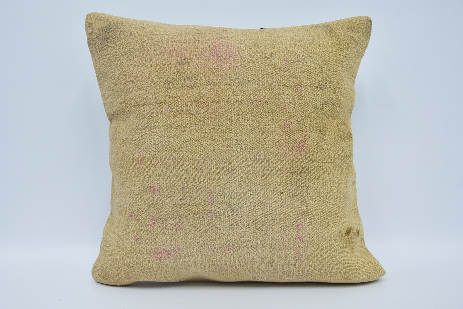 Boho Pillow Sham Cover, Couch Pillow Cover, Throw Kilim Pillow, 18"x18" Beige Pillow Case, Vintage Pillow, Crochet Pattern Pillow Sham