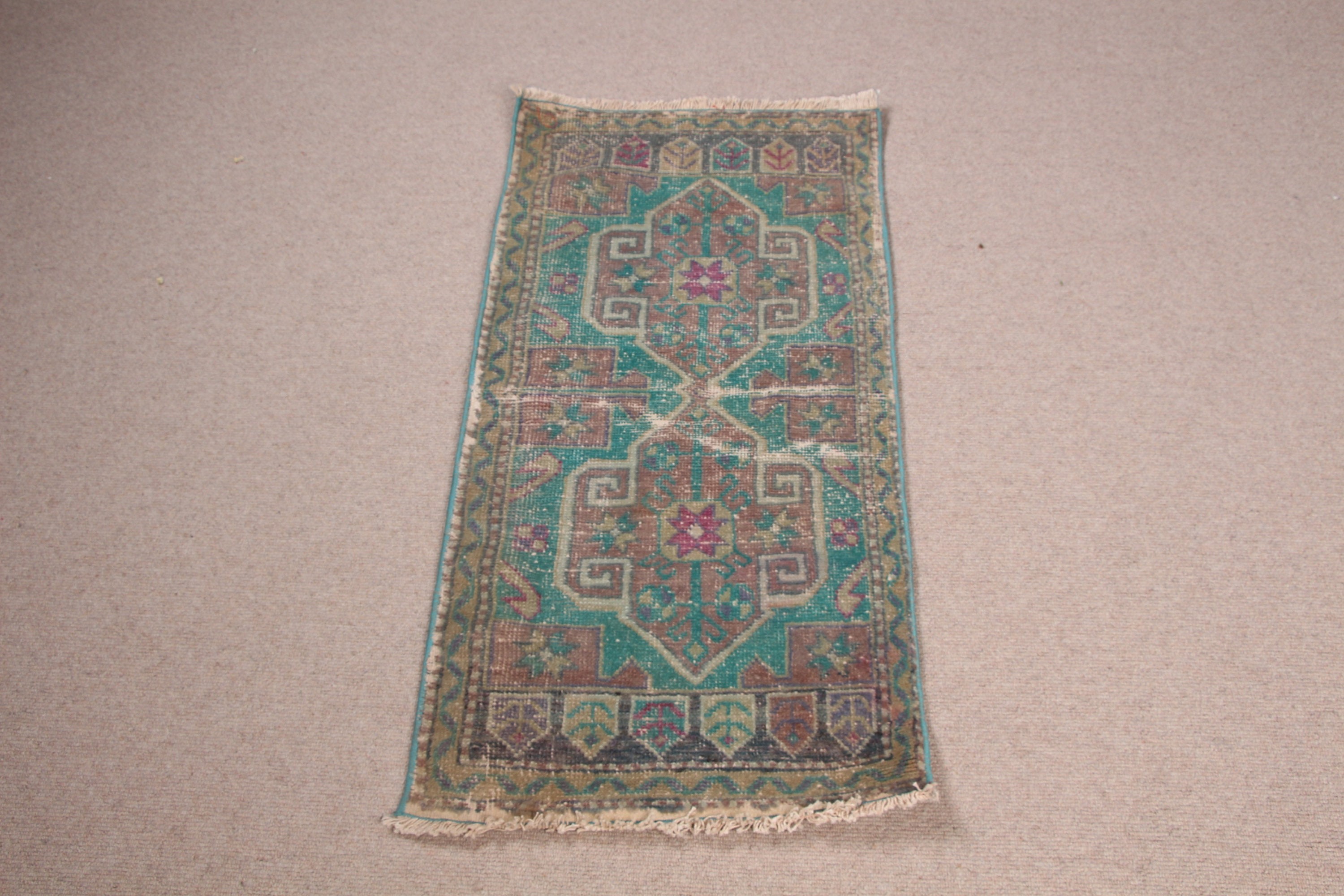 Bedroom Rug, Turkish Rug, 1.7x3.6 ft Small Rugs, Rugs for Car Mat, Car Mat Rug, Kitchen Rug, Green Home Decor Rugs, Cool Rug, Vintage Rugs