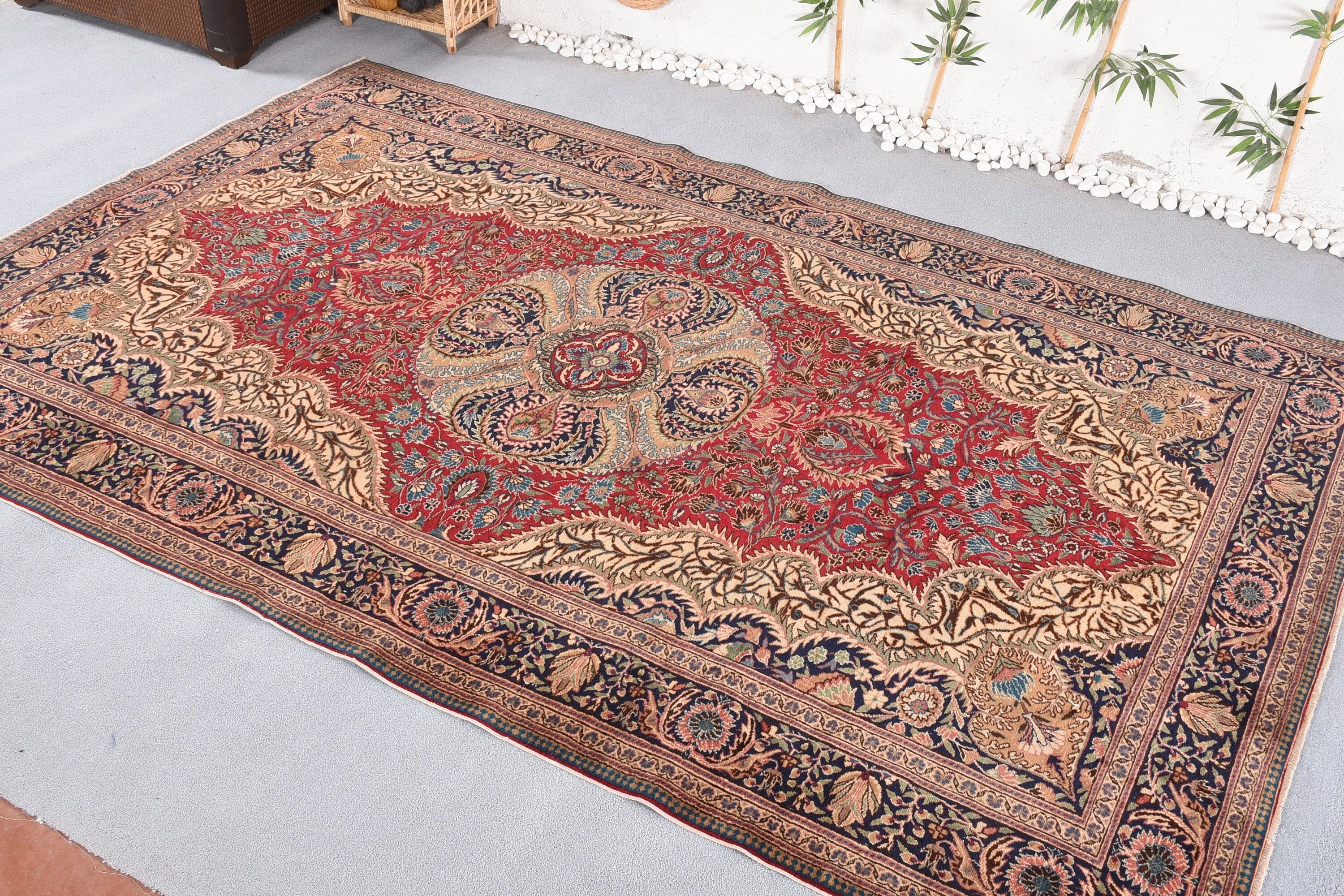 Red  7.3x11.3 ft Oversize Rug, Salon Rug, Turkish Rugs, Vintage Rug, Antique Rug, Living Room Rug, Wool Rug, Retro Rug