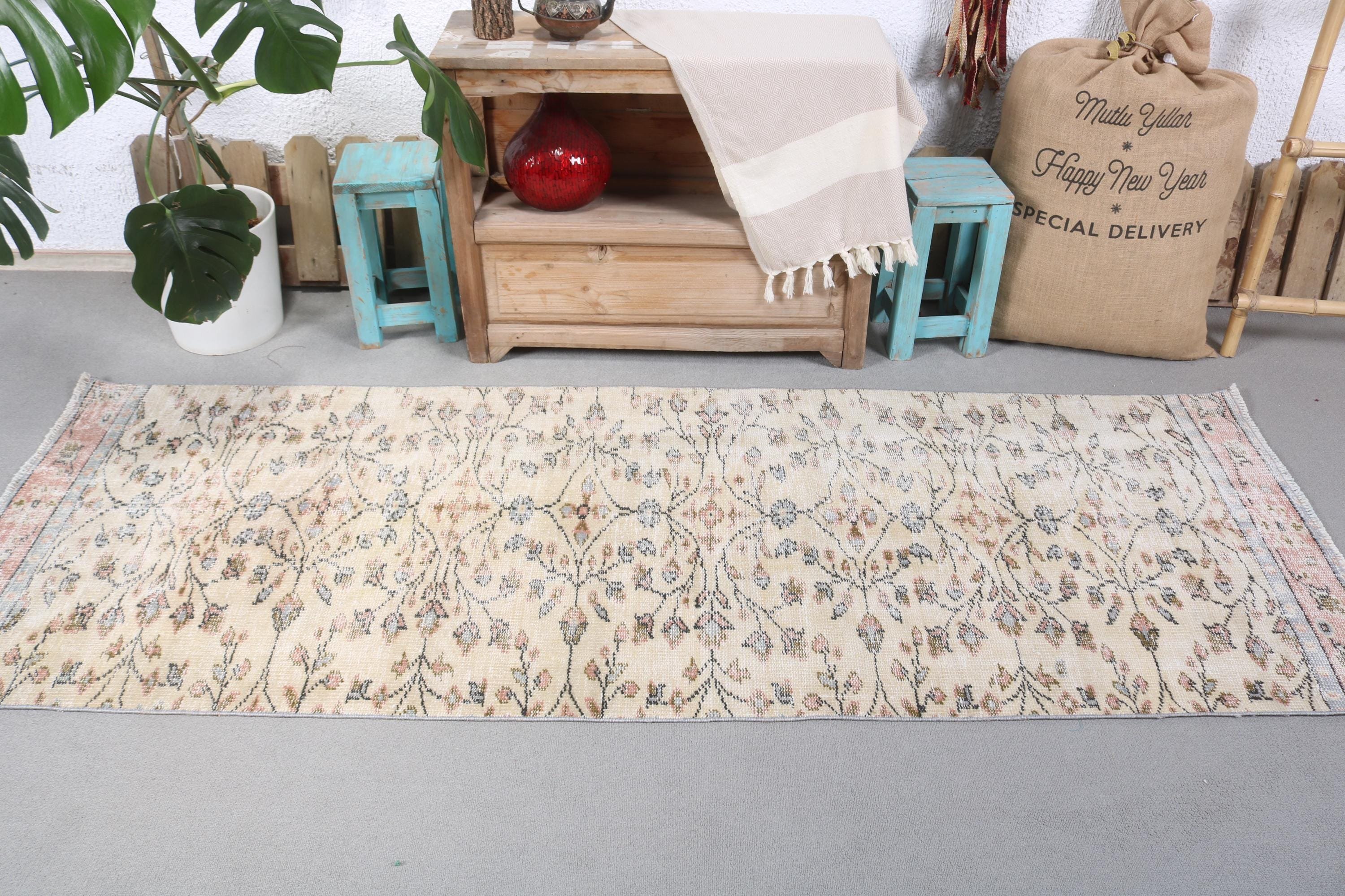 Beni Ourain Runner Rugs, Beige Modern Rug, Statement Rugs, 2.6x7.5 ft Runner Rug, Long Runner Rug, Bedroom Rugs, Vintage Rugs, Turkish Rugs