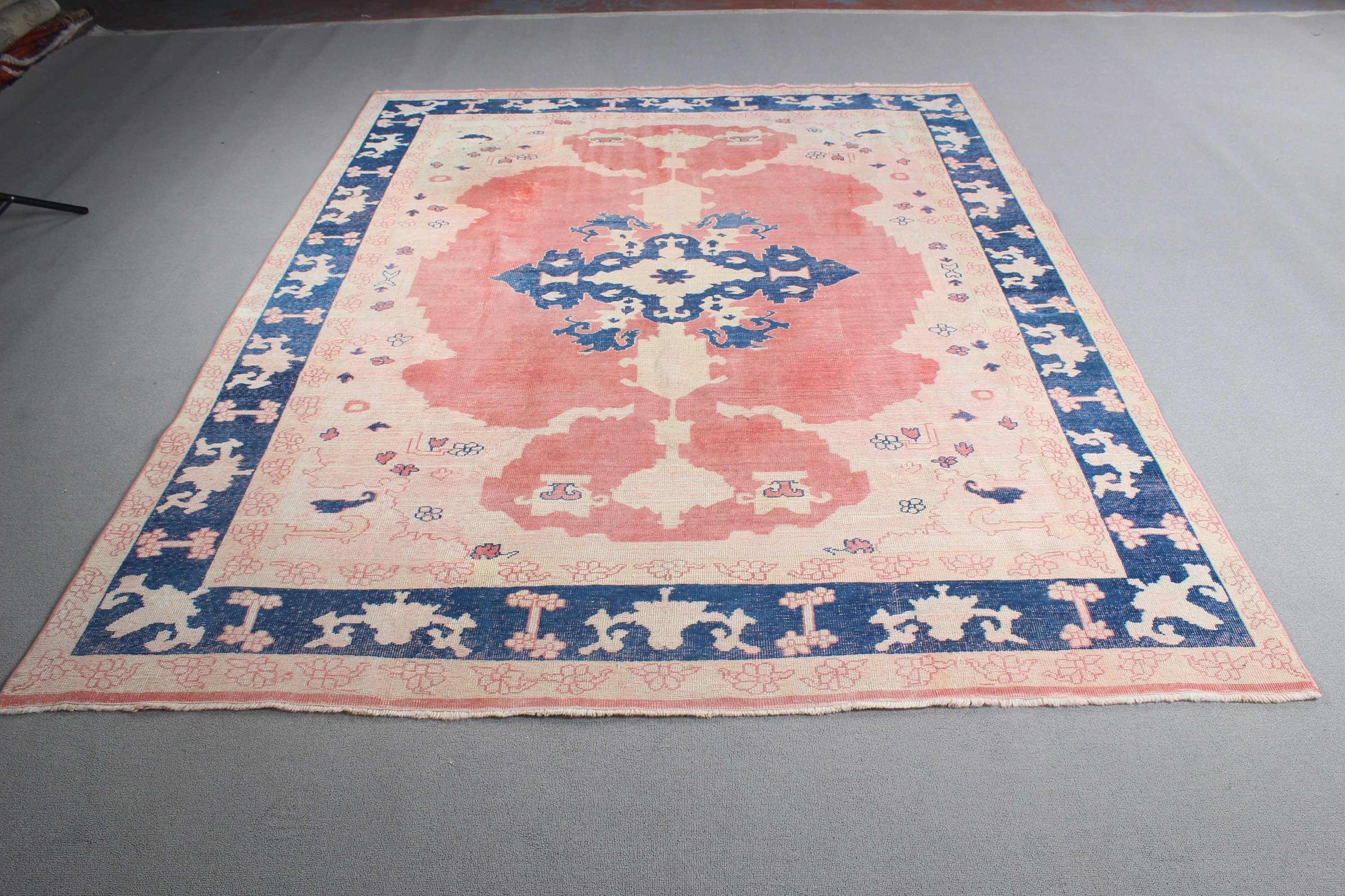 Dining Room Rug, Flatweave Rugs, Vintage Rugs, Large Boho Rugs, Pink Flatweave Rug, 6.7x8.5 ft Large Rugs, Turkish Rug