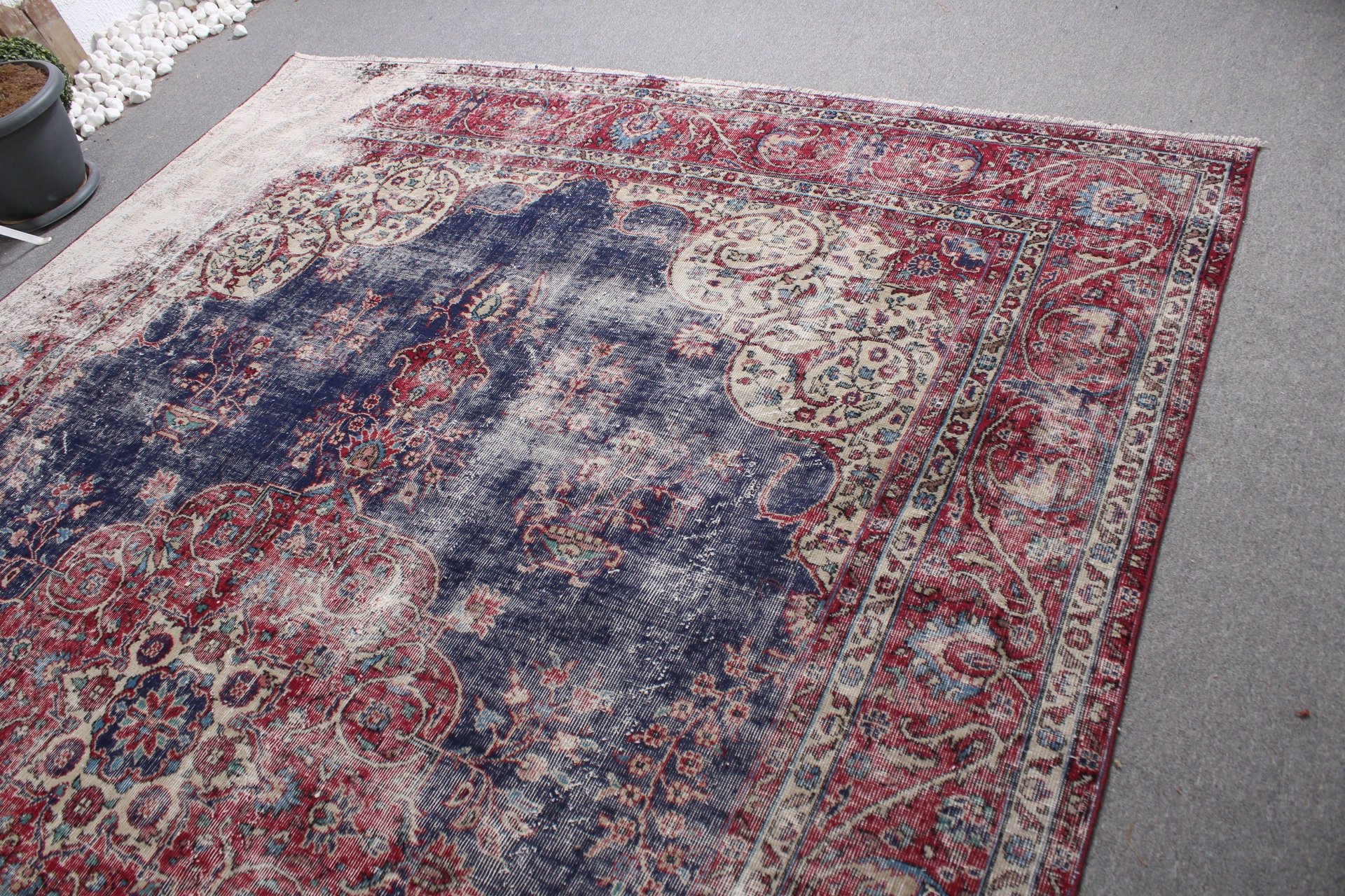 8.3x11.5 ft Büyük Boy Halı, Yatak Odası Halıları, Özel Halılar, Vintage Halı, Mavi Oryantal Halılar, Oushak Halı, Yemek Odası Halıları, Türk Halıları, Salon Halısı