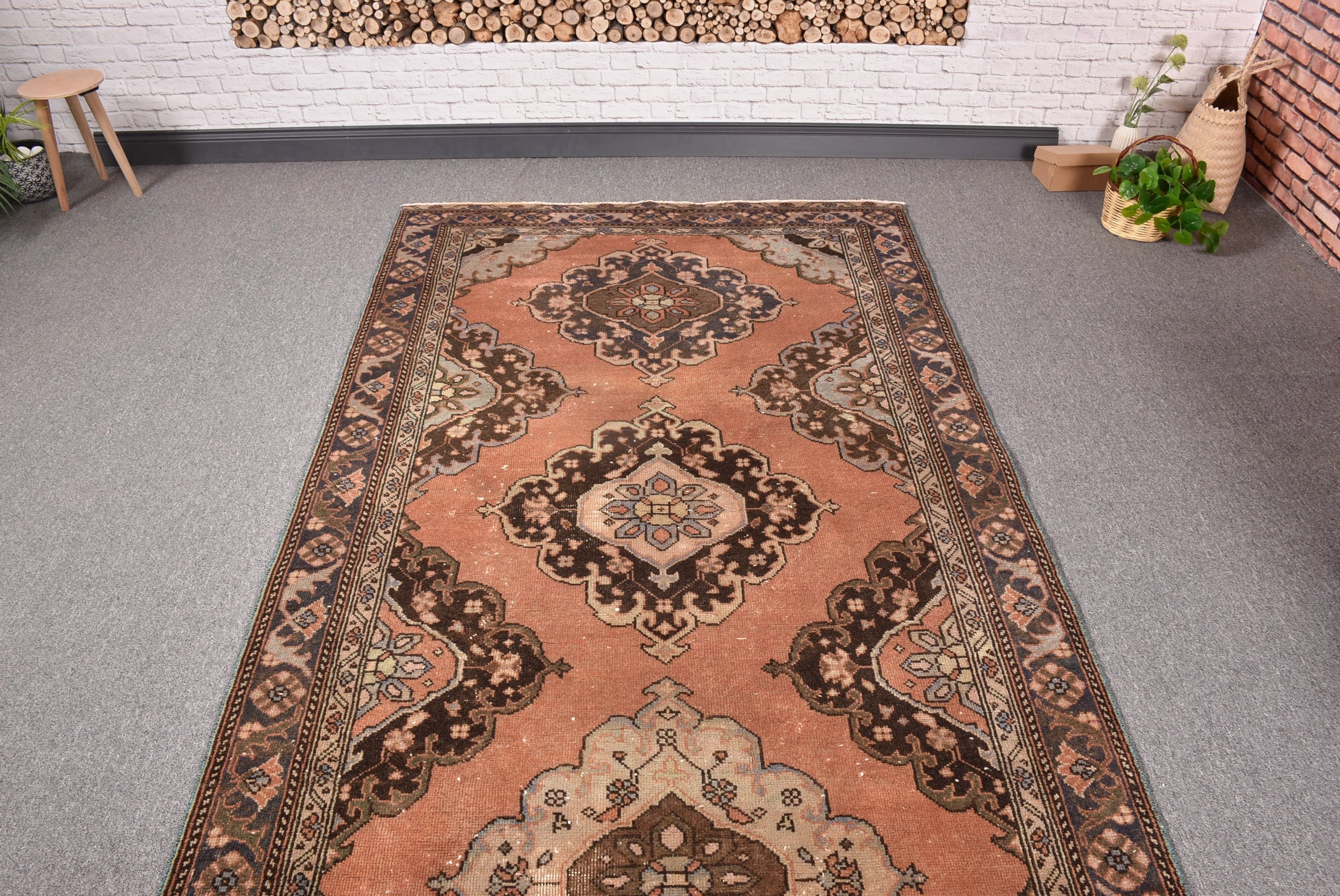 Türk Halısı, Bronz El Dokuma Halı, Vintage Halılar, Koridor Halısı, Merdiven Halısı, Modern Halı, El Yapımı Halı, 4.3x12.8 ft Yolluk Halısı, El Dokuma Halı