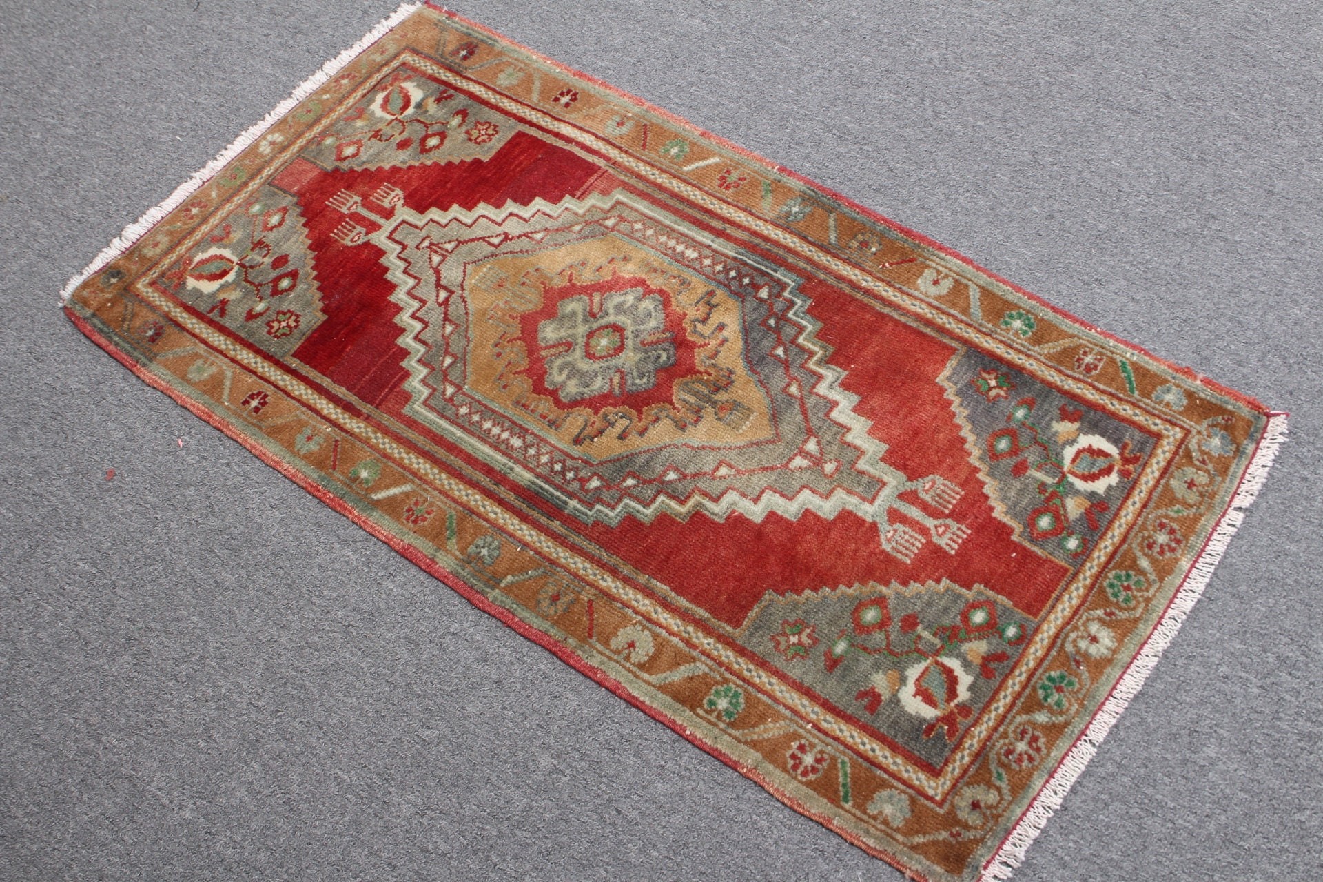 Araba Paspas Halısı, 1.7x3.3 ft Küçük Halılar, Kırmızı Oryantal Halılar, Yatak Odası Halıları, Oryantal Halı, Giriş Halısı, Vintage Halı, Fas Halısı, Türk Halısı