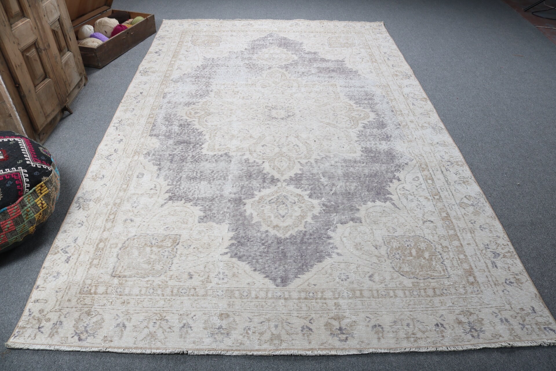 Living Room Rugs, Beige Anatolian Rugs, Vintage Rugs, Turkish Rugs, 6.2x9.9 ft Large Rug, Flatweave Rug, Bedroom Rug