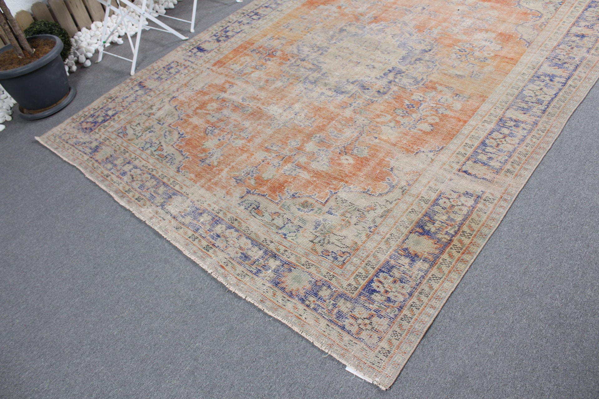 Living Room Rug, Anatolian Rugs, Bedroom Rug, 6.7x9 ft Large Rugs, Vintage Rug, Dorm Rug, Turkish Rugs, Orange Anatolian Rugs, Oushak Rug