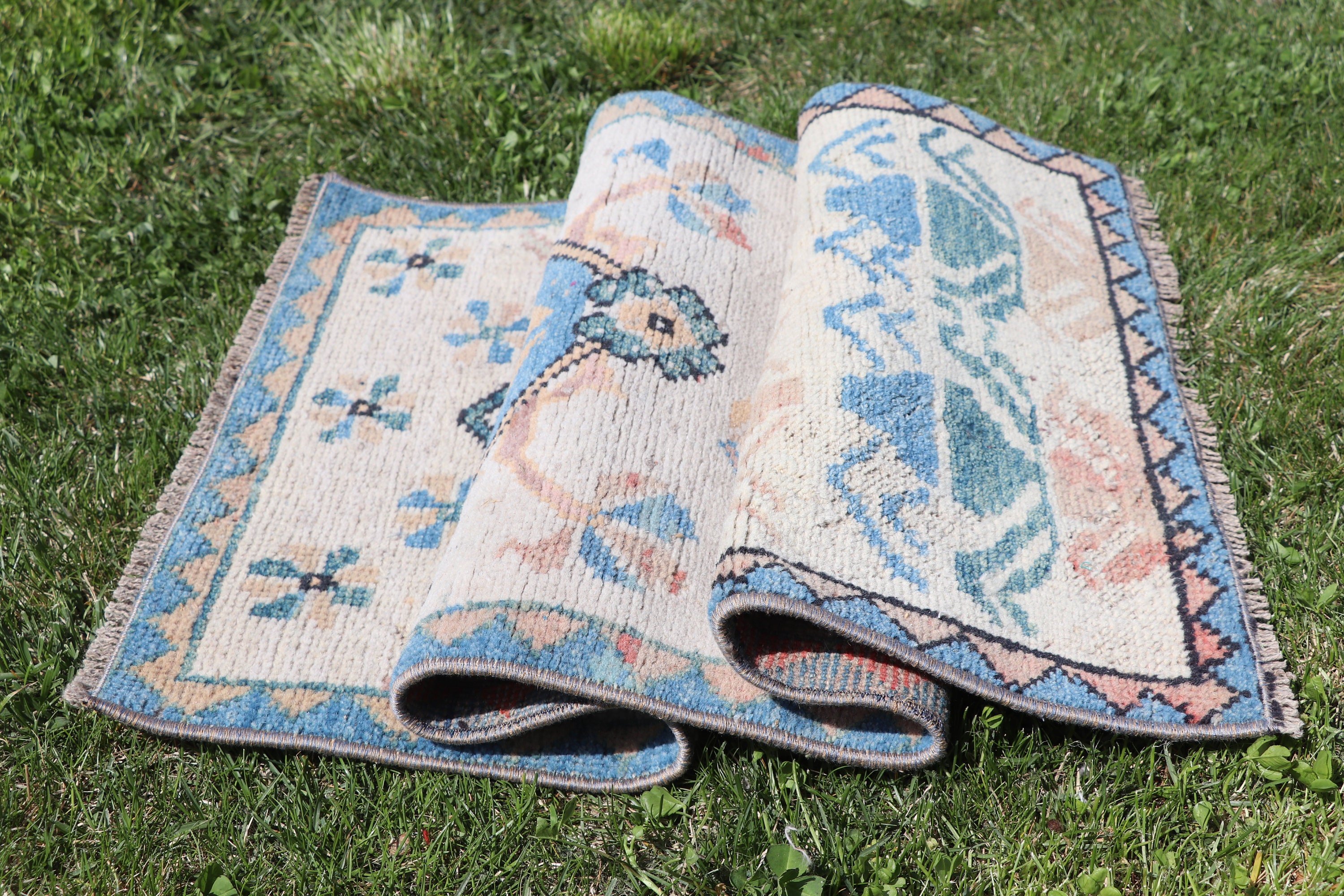 1.5x3.5 ft Küçük Halı, Boho Halıları, Türk Halısı, Yatak Odası Halıları, Bej İfade Halıları, Banyo Halısı, Vintage Halılar, Araba Paspas Halıları, Modern Halı