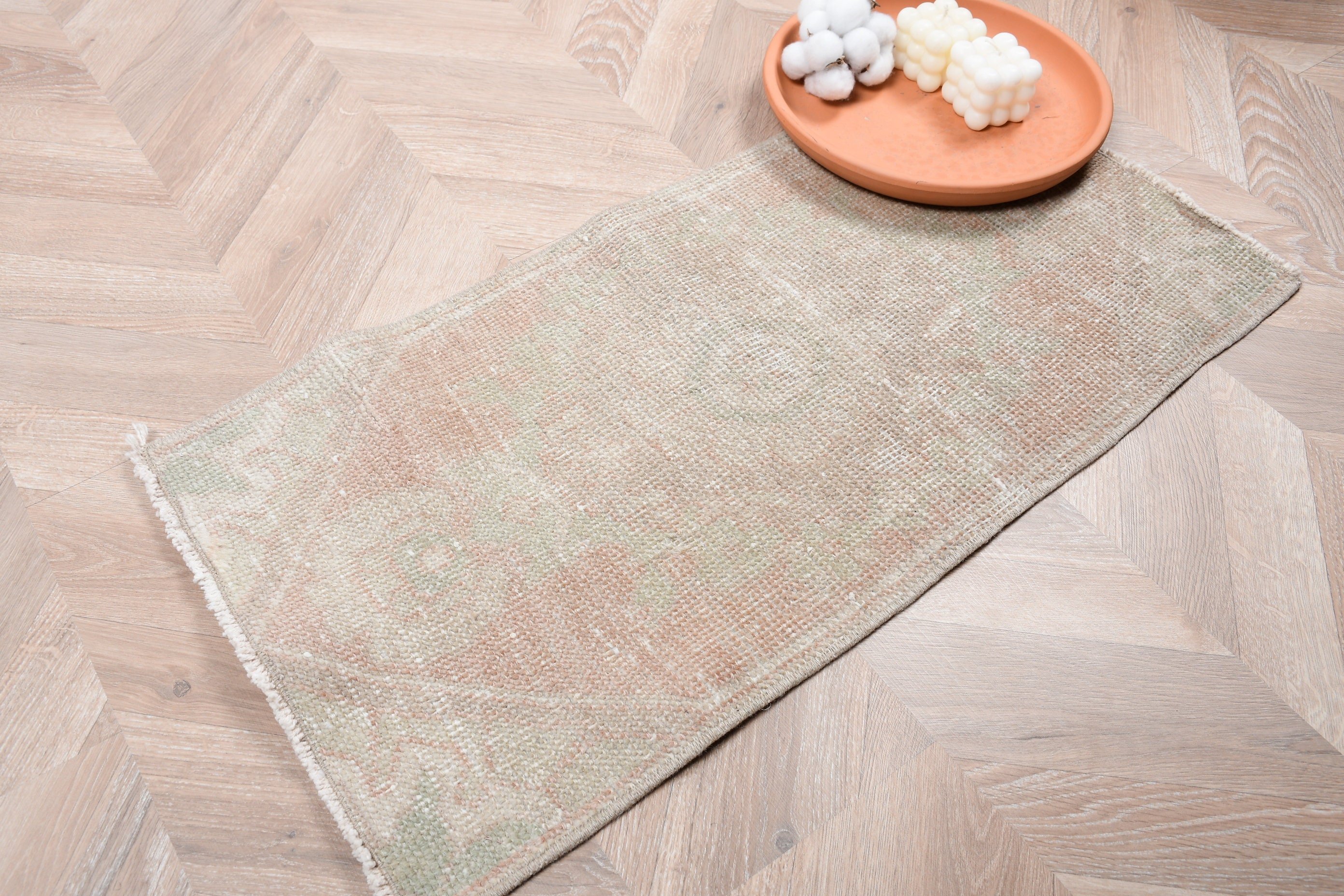 Moroccan Rug, Vintage Rugs, Orange Oriental Rug, Bath Rug, Bathroom Rug, Turkish Rugs, 1.3x2.6 ft Small Rugs, Floor Rugs, Rugs for Nursery