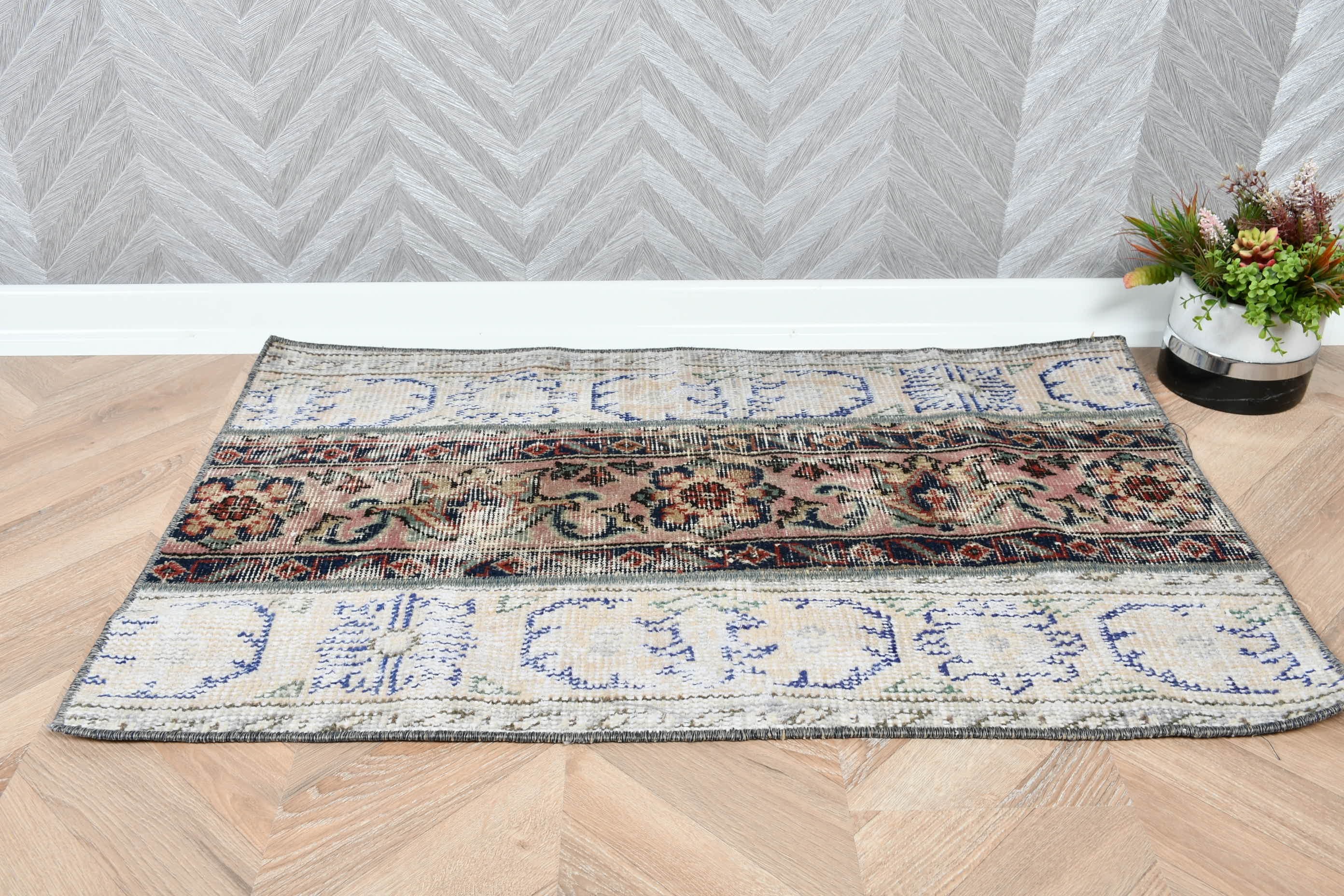 Bathroom Rug, 1.9x3.1 ft Small Rug, Bath Rug, Floor Rug, Art Rugs, Beige Wool Rugs, Rugs for Car Mat, Oushak Rug, Vintage Rug, Turkish Rug