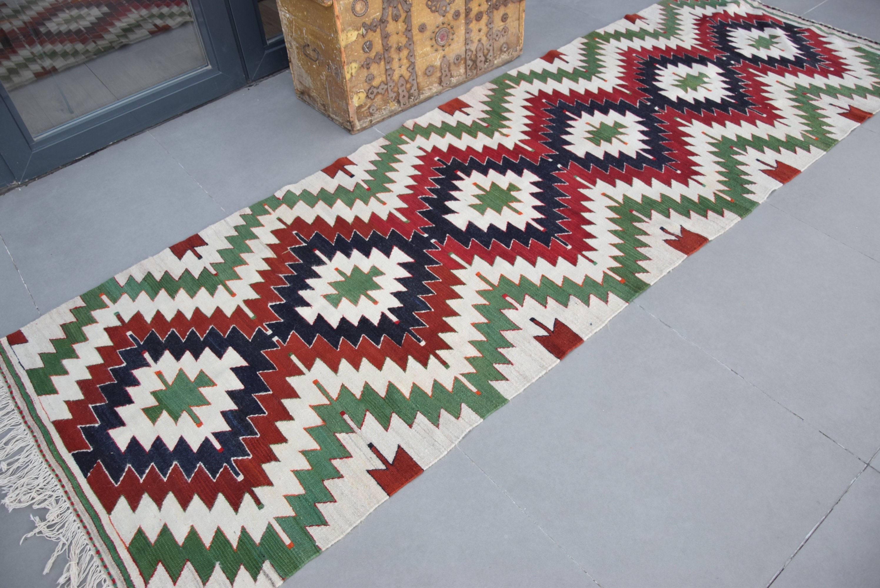 Vintage Rugs, 3.4x10.3 ft Runner Rugs, Red Wool Rugs, Hallway Rug, Kilim, Boho Rug, Turkish Rugs, Rugs for Hallway, Anatolian Rug, Cool Rug