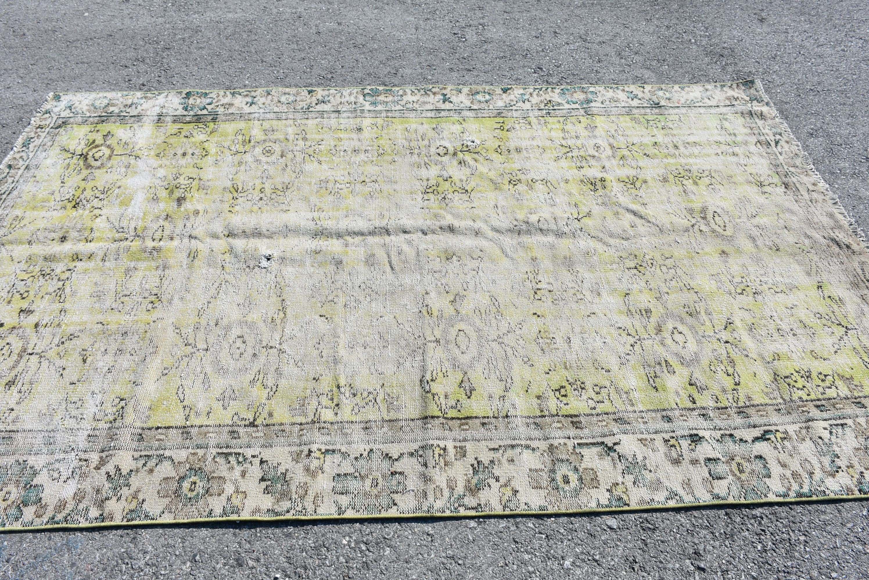 Living Room Rug, Cool Rug, 5.7x8.9 ft Large Rug, Retro Rug, Vintage Rug, Dining Room Rug, Turkish Rug, Antique Rug, Green Moroccan Rugs