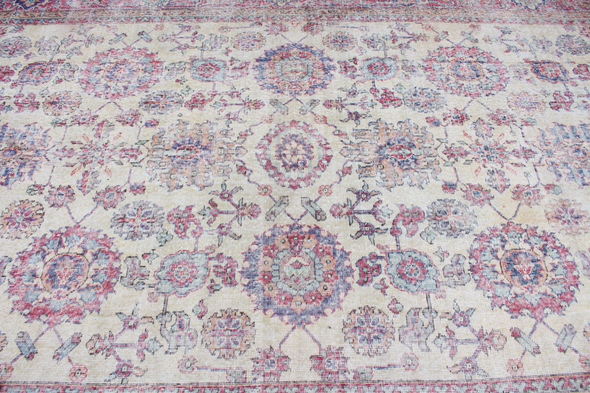 Türk Halıları, Antika Halılar, Bej Yer Halıları, Salon Halısı, Vintage Halılar, Sanat Halısı, 7.2x11.1 ft Büyük Boy Halı, Anadolu Halısı, Yemek Odası Halıları