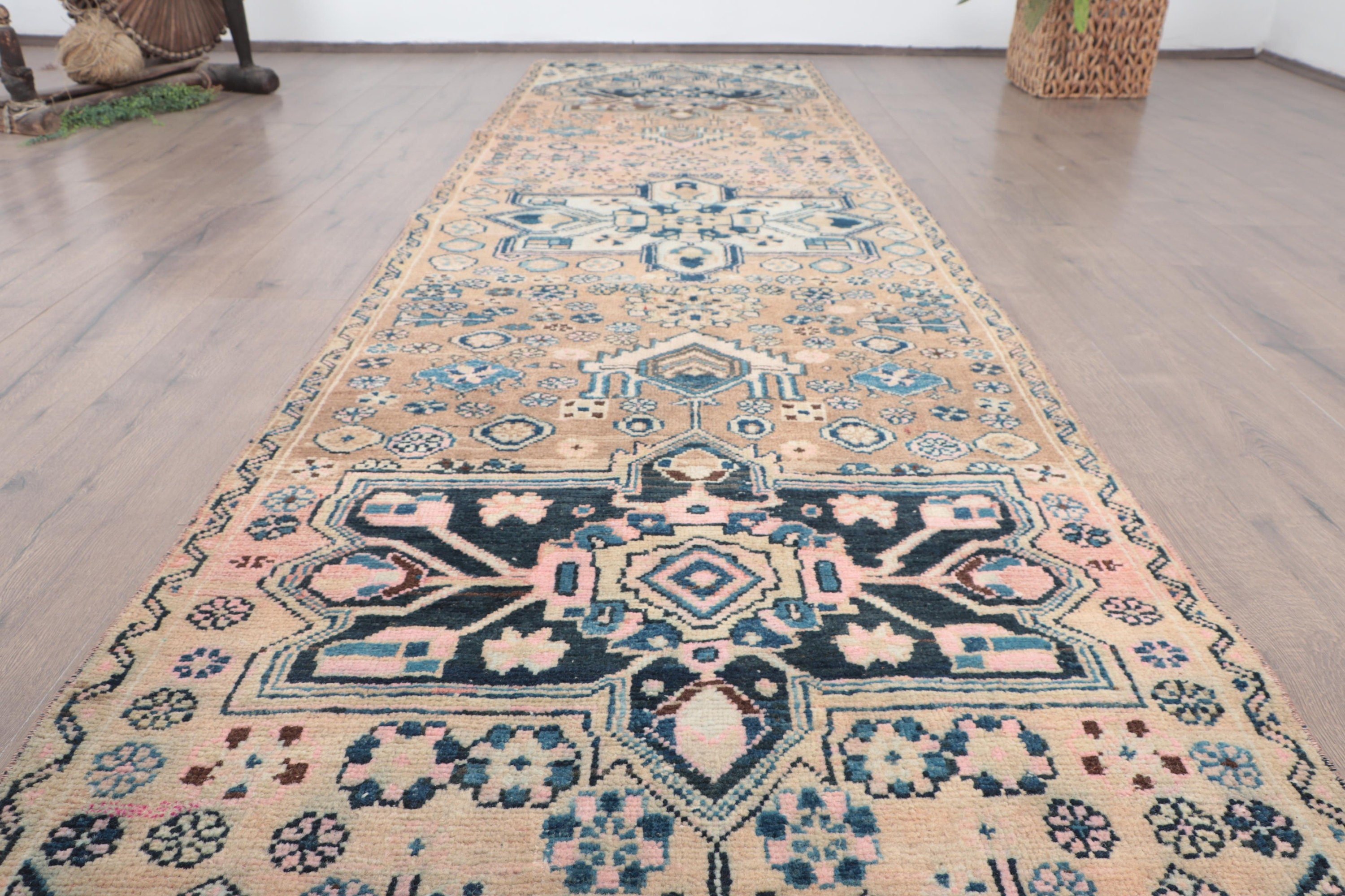 2.8x10.9 ft Runner Halıları, Antika Halılar, Merdiven Halısı, Türk Halıları, Siyah Yer Halısı, Vintage Halı, Geleneksel Halı, Koridor Halısı