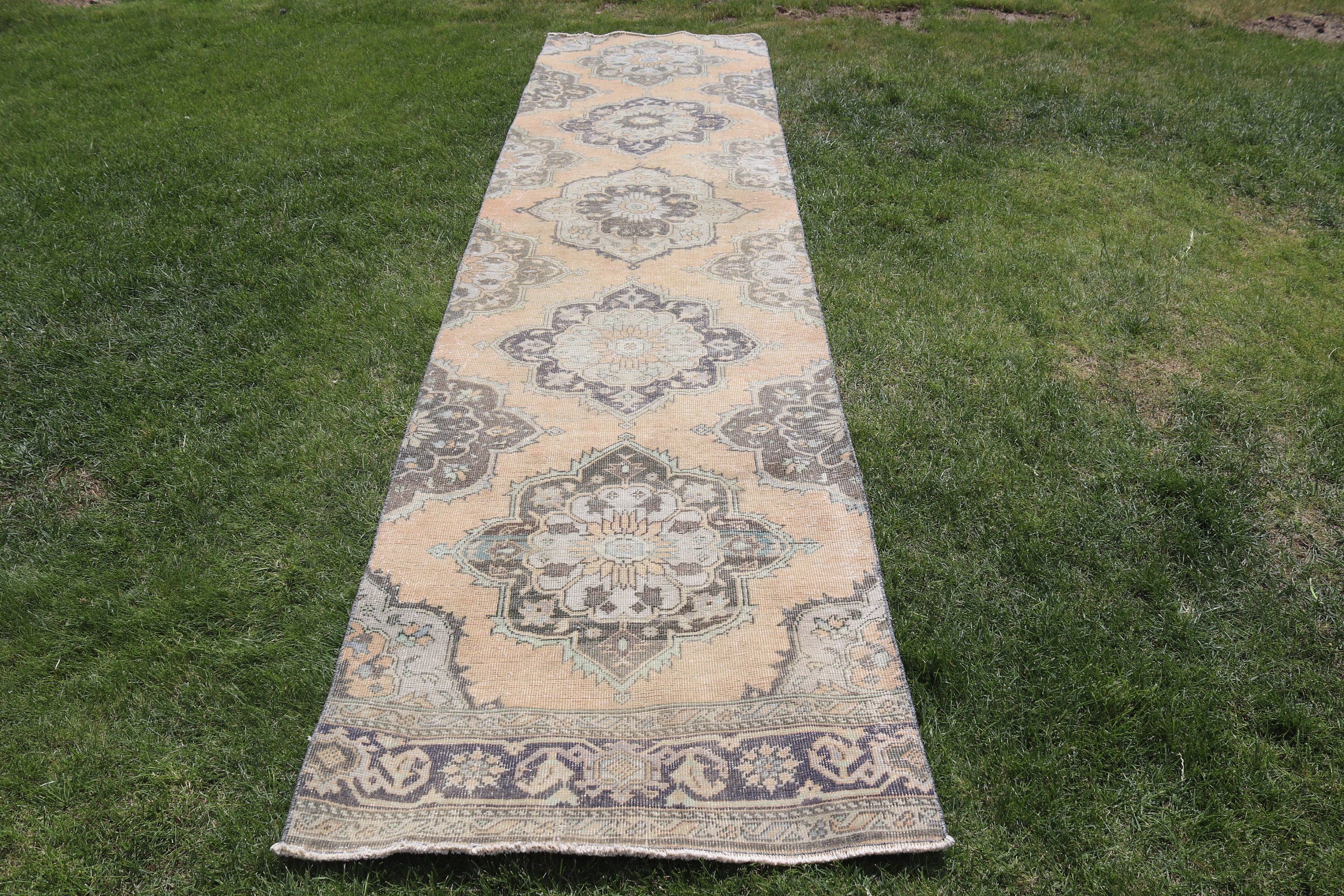 Vintage Halılar, Düz Dokuma Halı, Turuncu Modern Halılar, 3x12,5 ft Yolluk Halıları, Koridor Halıları, Beni Ourain Yolluk Halısı, Türk Halısı, Mutfak Halısı