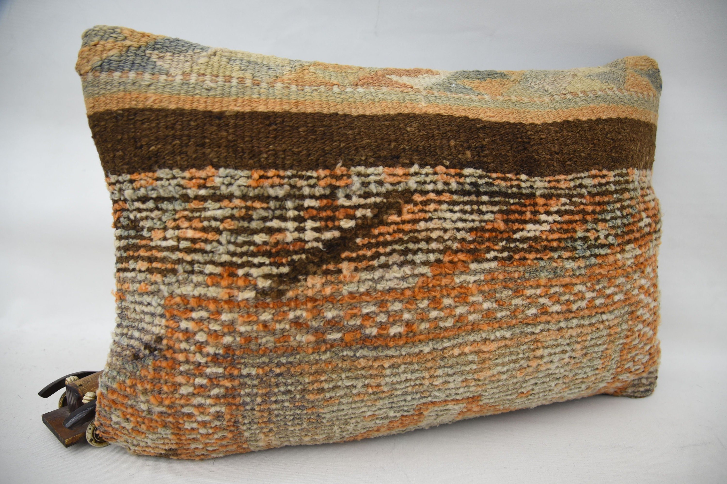 Natural Pillow Cover, Home Decor Pillow, Interior Designer Pillow, Kilim Cushion Sham, Kilim Rug Pillow, 16"x24" Orange Pillow Case