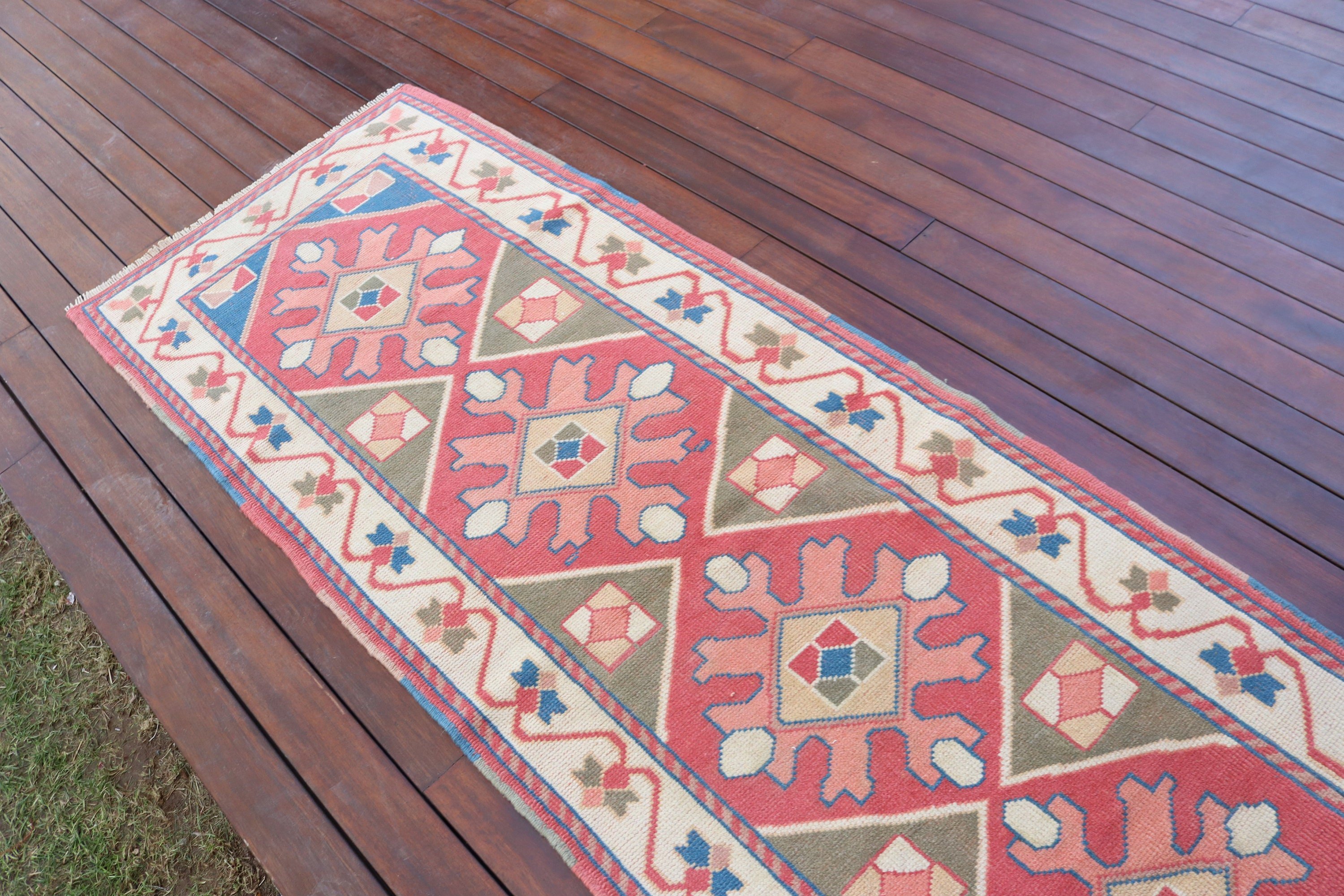 Mutfak Halısı, Vintage Halı, Pembe Ev Dekorasyonu Halıları, Oushak Halısı, Vintage Runner Halıları, 2.6x7.4 ft Runner Halıları, Koridor Halısı, Türk Halıları