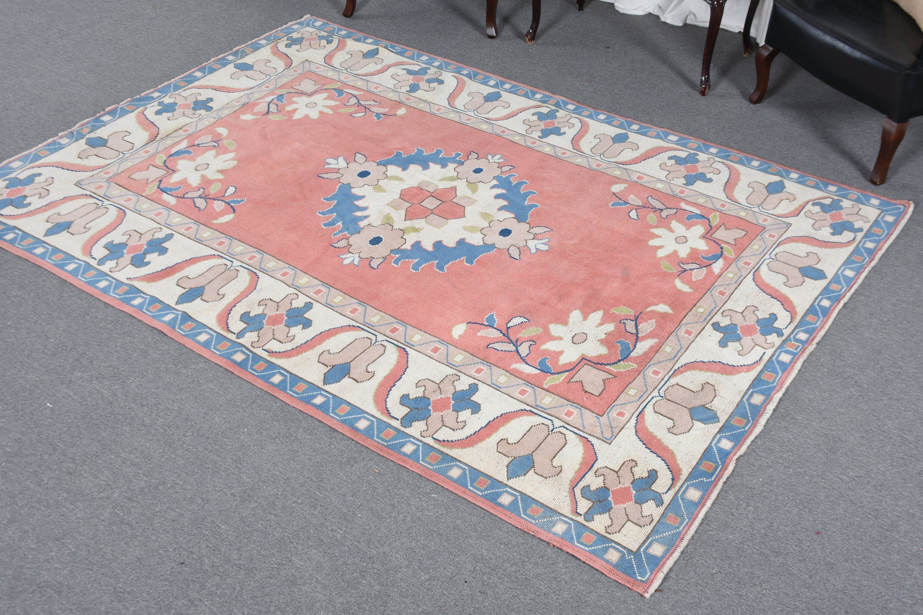 Bohemian Rugs, Pink Oushak Rugs, Anatolian Rug, Turkish Rug, Bedroom Rug, Vintage Rug, Dining Room Rug, Floor Rug, 6.3x9 ft Large Rugs