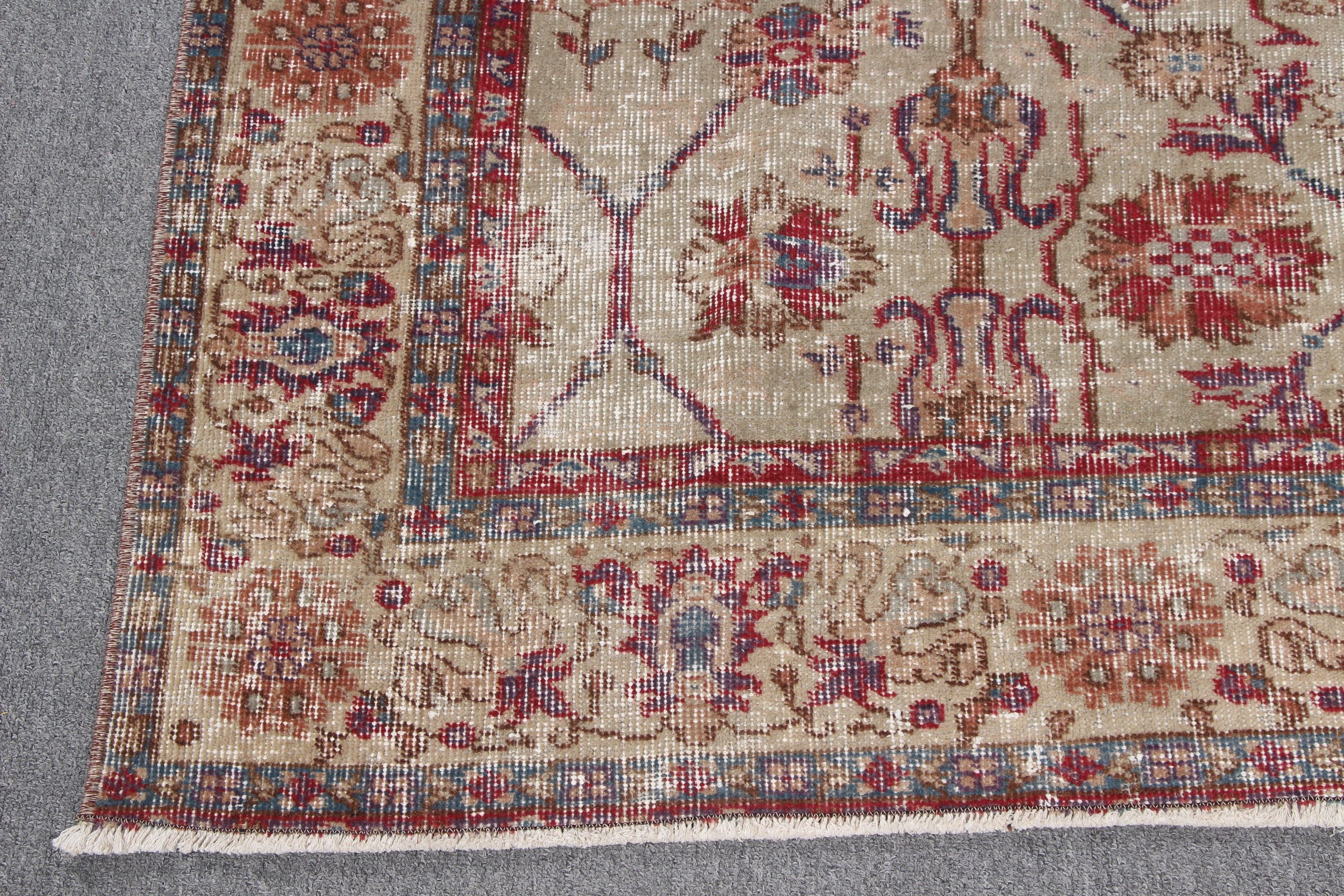 Türk Halısı, Anadolu Halısı, Düz Dokuma Halılar, Büyük Oushak Halısı, Bej Açıklama Halıları, 5,3x8,1 ft Büyük Halı, Vintage Halılar, Oturma Odası Halısı