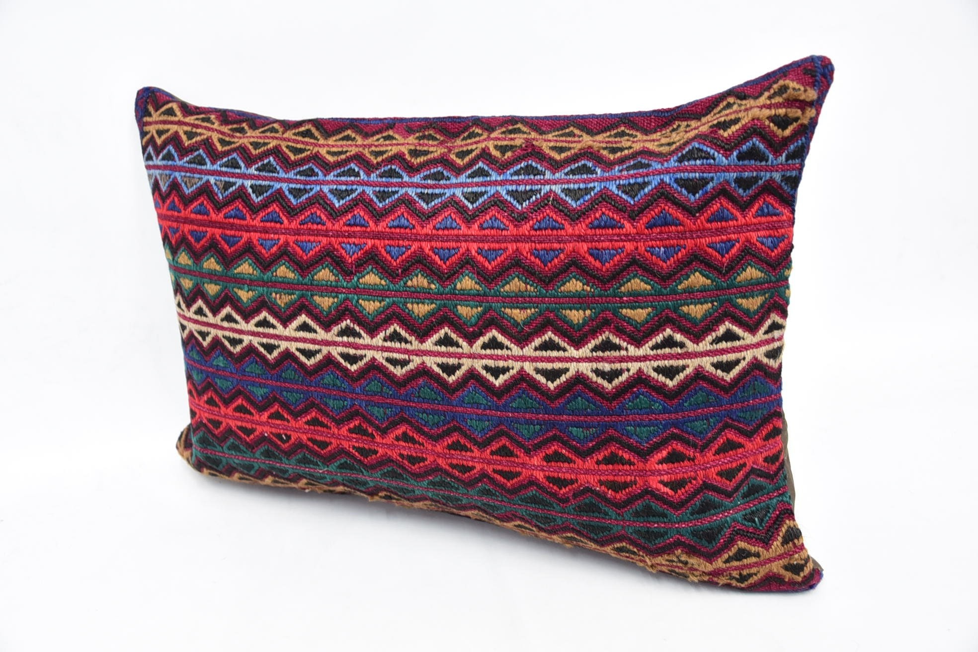 Boho Pillow Sham Cover, Bohemian Cushion Pillow, Home Decor Pillow, Vintage Kilim Throw Pillow, Christmas Pillow, 16"x24" Blue Pillow Case